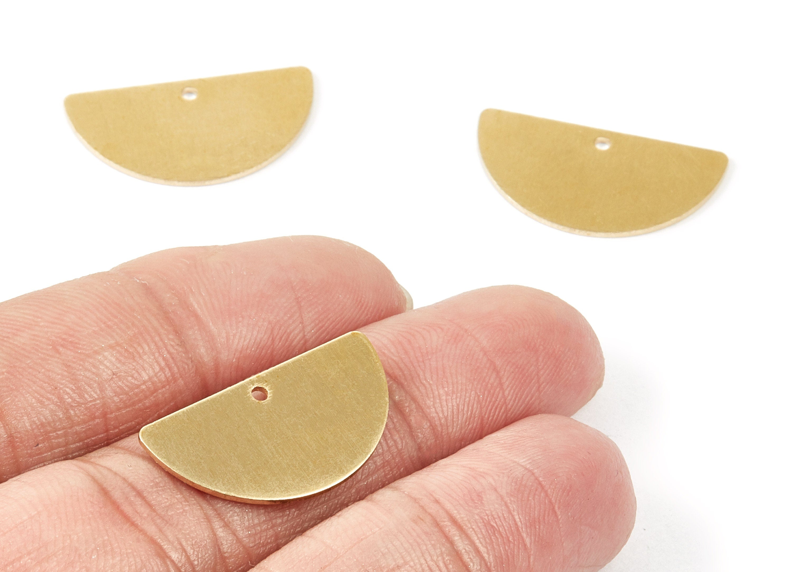 Personalized stamping blank - Brass Half Round Charms - Half Round Shaped Raw Brass Pedants - Earring Findings - 24.5x13x0.8mm - PP1754 - DOMEDBAZAAR