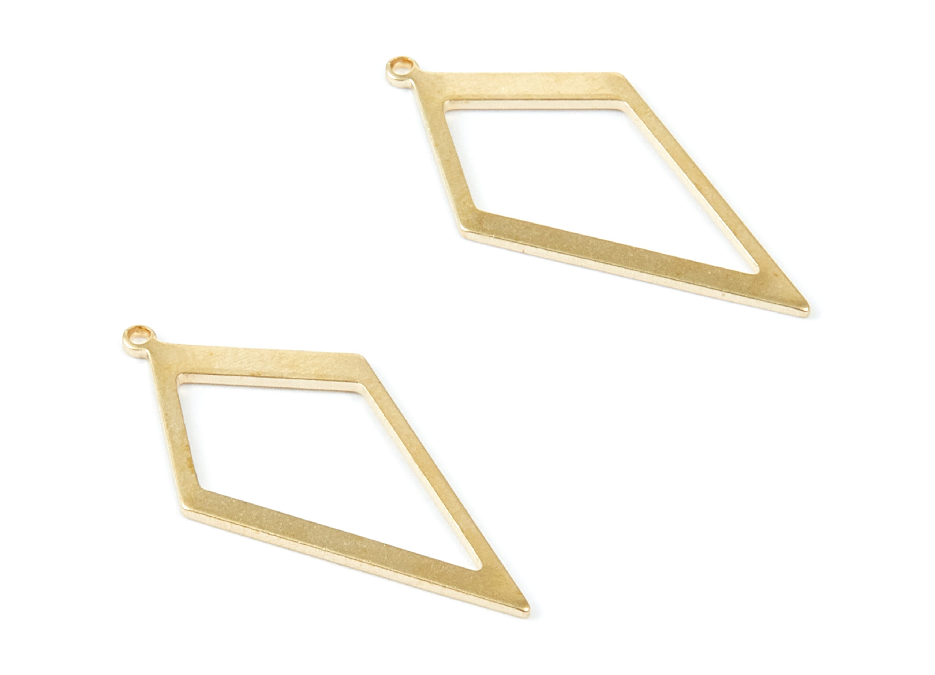 Brass Rhombus Shaped Charms - Raw Brass Earring Finddings - Jewelry Supplies - 28,45x13,92x0,76mm - PP2051 - DOMEDBAZAAR
