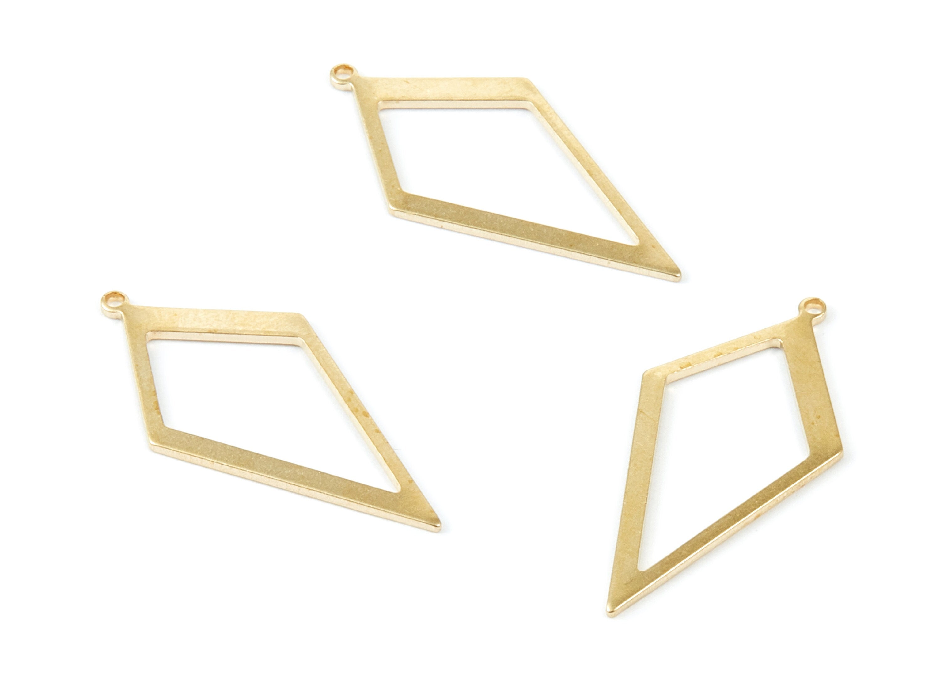 Brass Rhombus Shaped Charms - Raw Brass Earring Finddings - Jewelry Supplies - 28,45x13,92x0,76mm - PP2051 - DOMEDBAZAAR