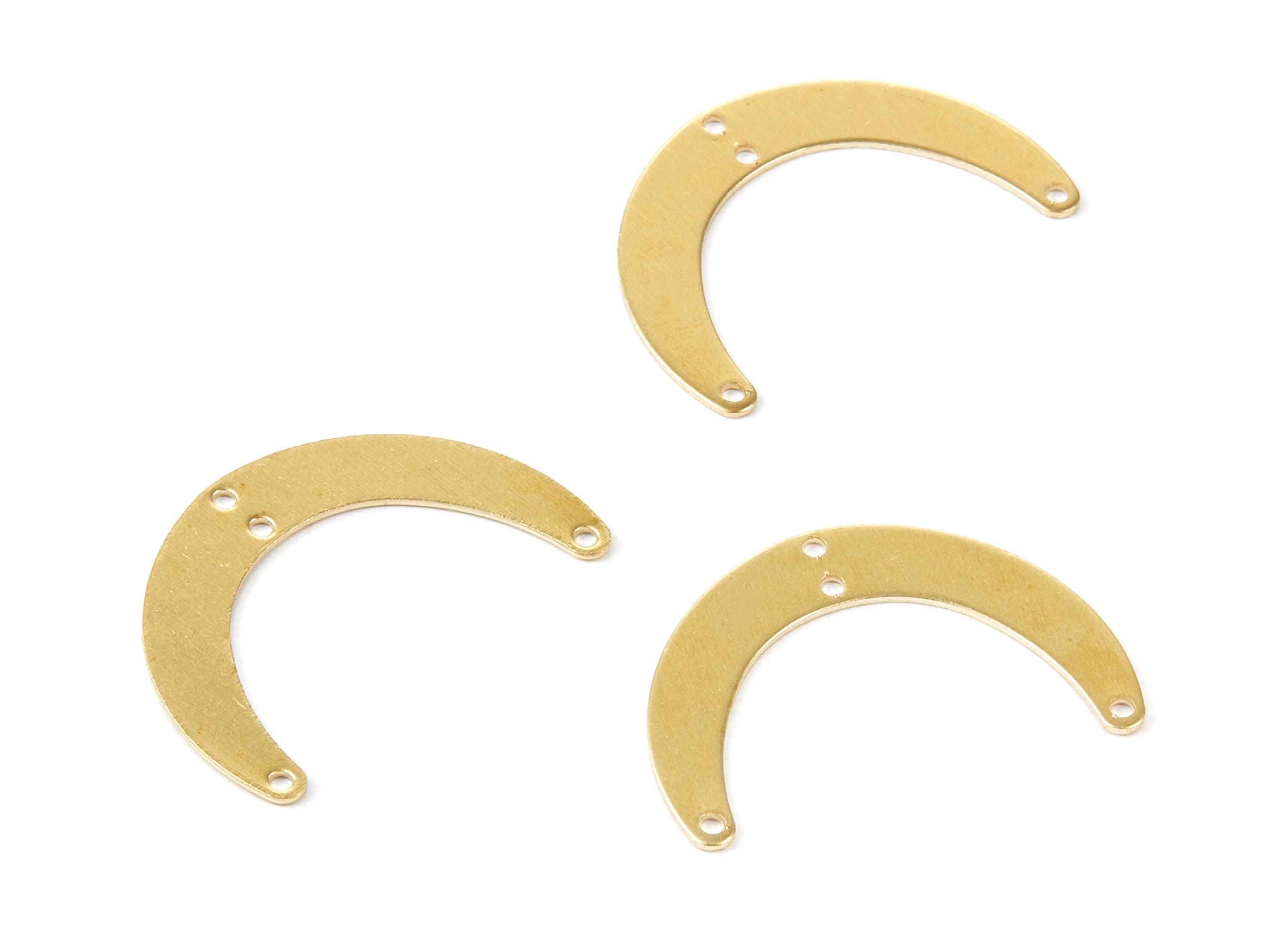 Brass Moon Charms - Moon Shaped Raw Brass Connectors With 4 Holes - Jewelry Supplies - 28.4x20x0.7mm - PP1747 - DOMEDBAZAAR