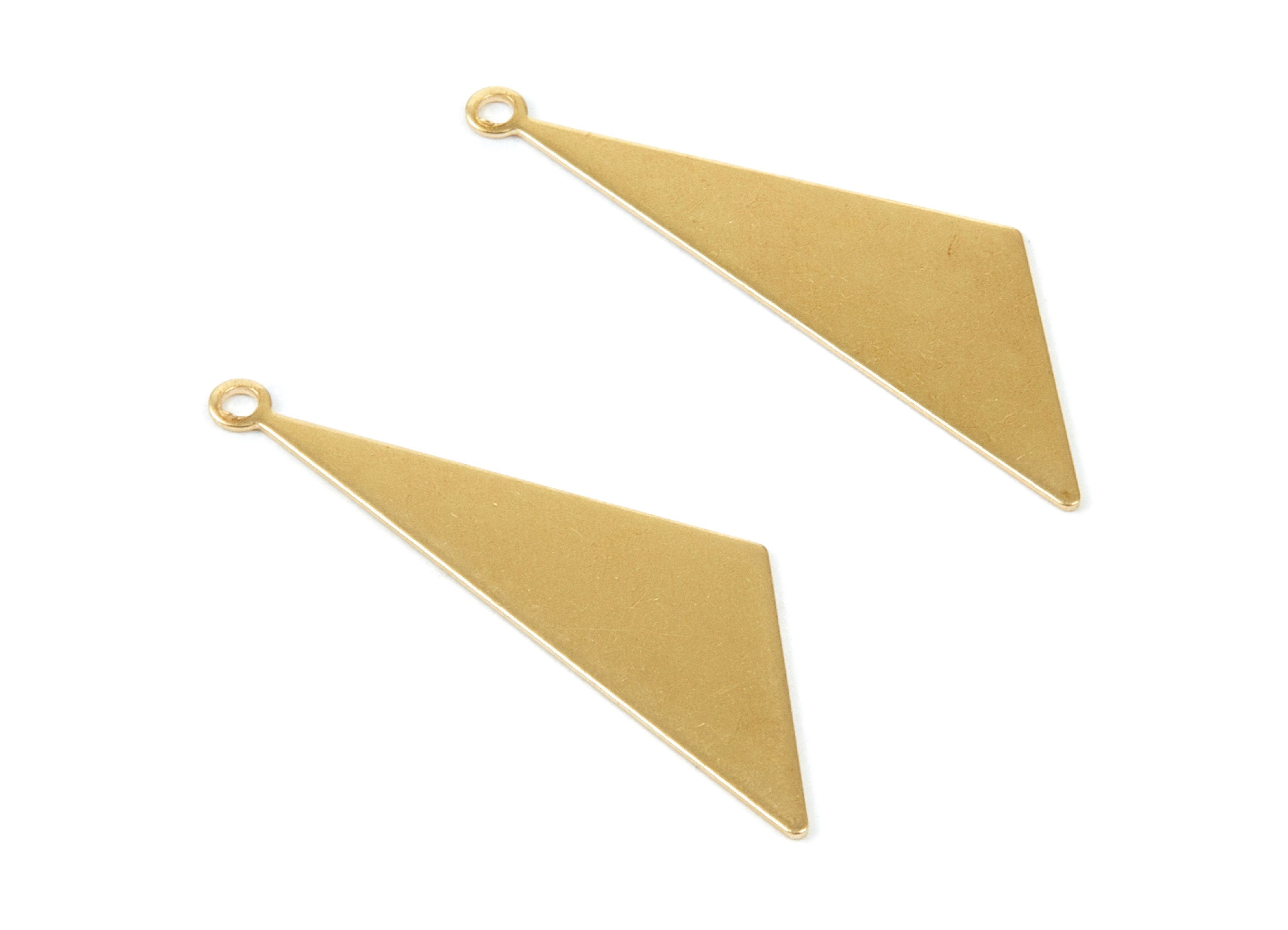 Brass Triangle Charms - Raw Brass Triangle Pendant - Earring Finddings - Jewelry Supplies - 40x12x0,6mm - PP1905 - DOMEDBAZAAR