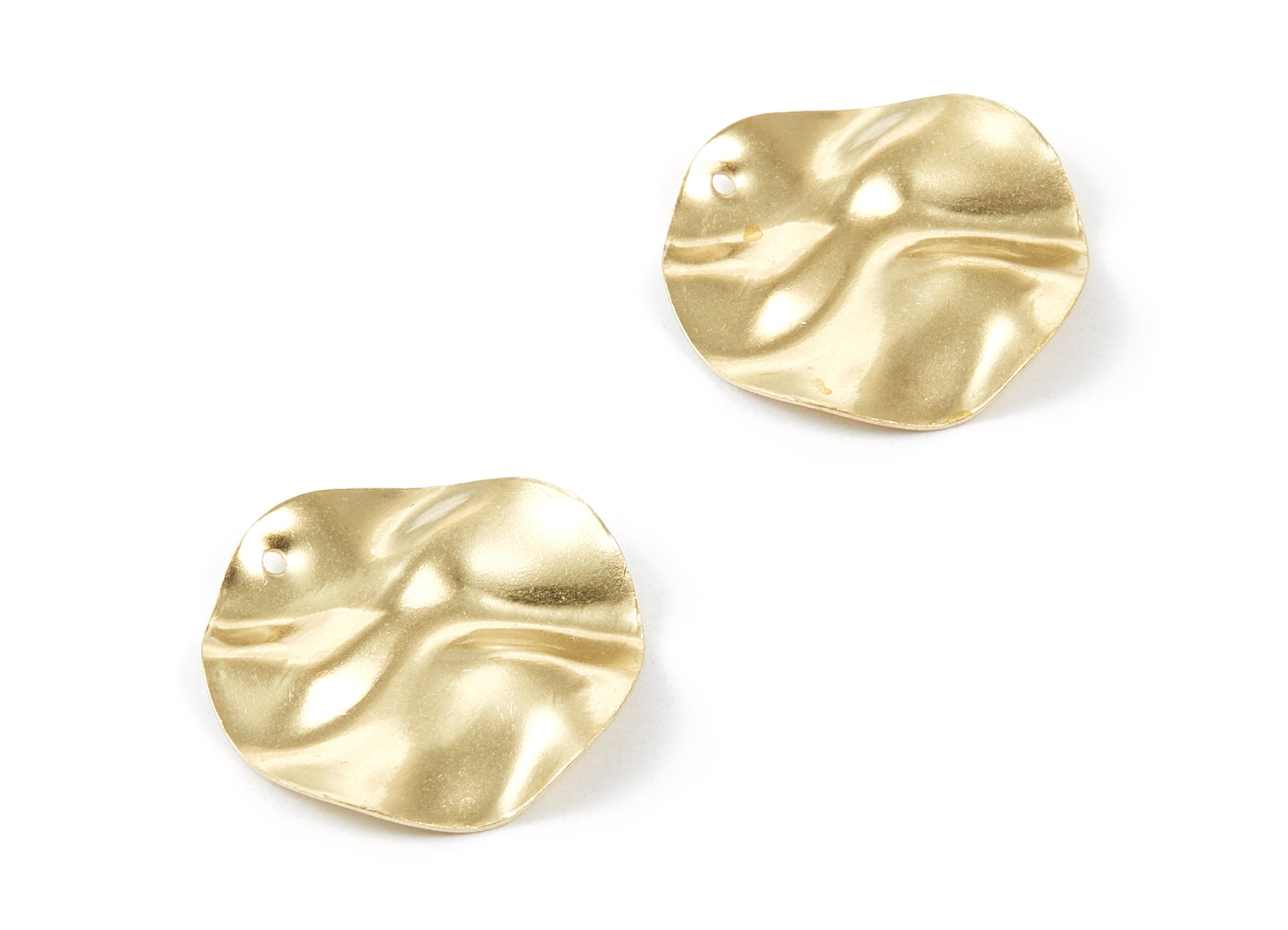 Brass Wavy Disc Charms - Wavy Disc Raw Brass Pendant - Earring Findings - Jewelry Supplies - 25.15x25.15x0.96mm - PP1861 - DOMEDBAZAAR