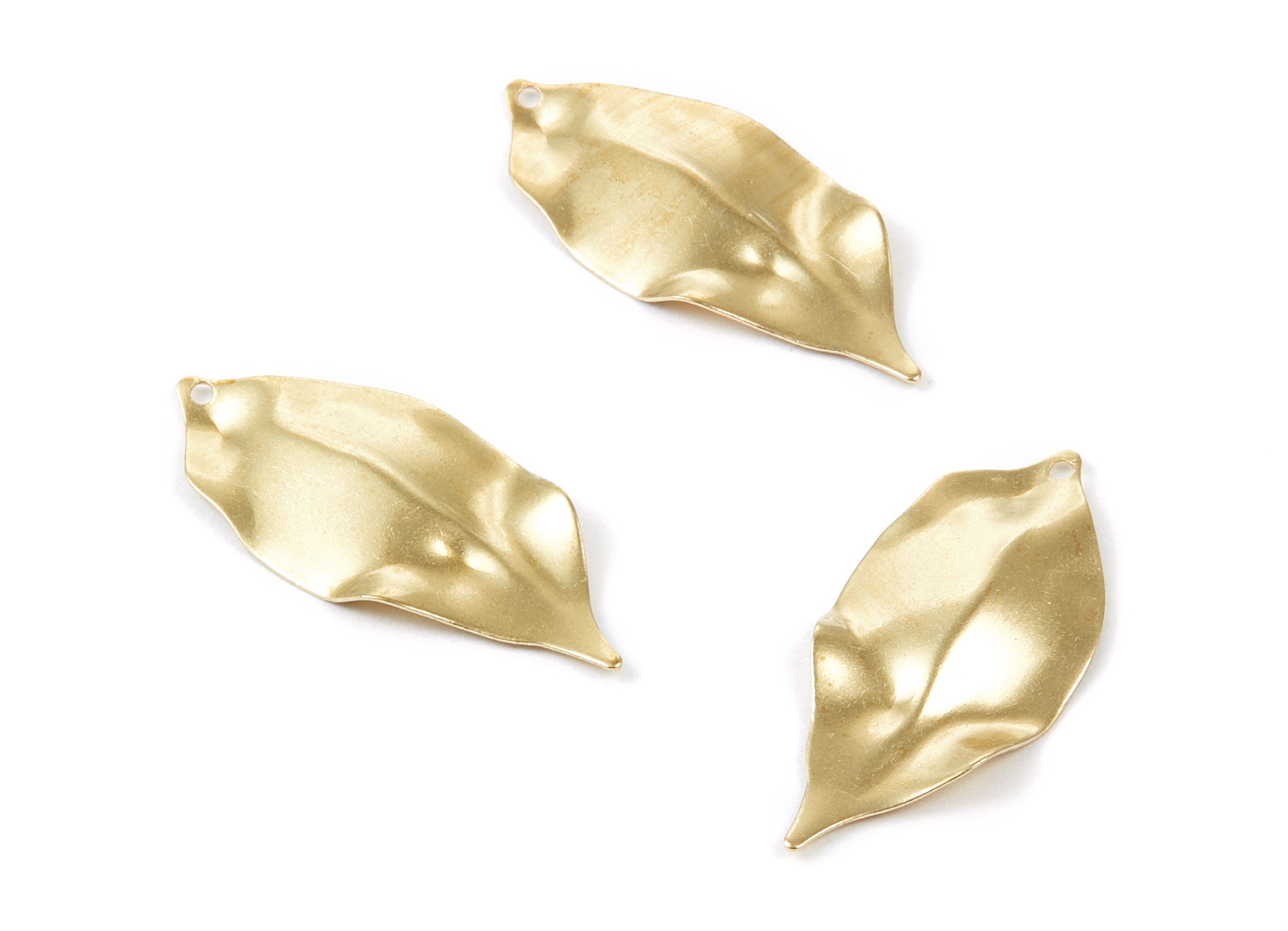Brass Leaf Charms - Leaf Shaped Raw Brass Pendant - Earring Findings - Jewelry Supplies - 35.35x16x0.45mm - PP1856 - DOMEDBAZAAR