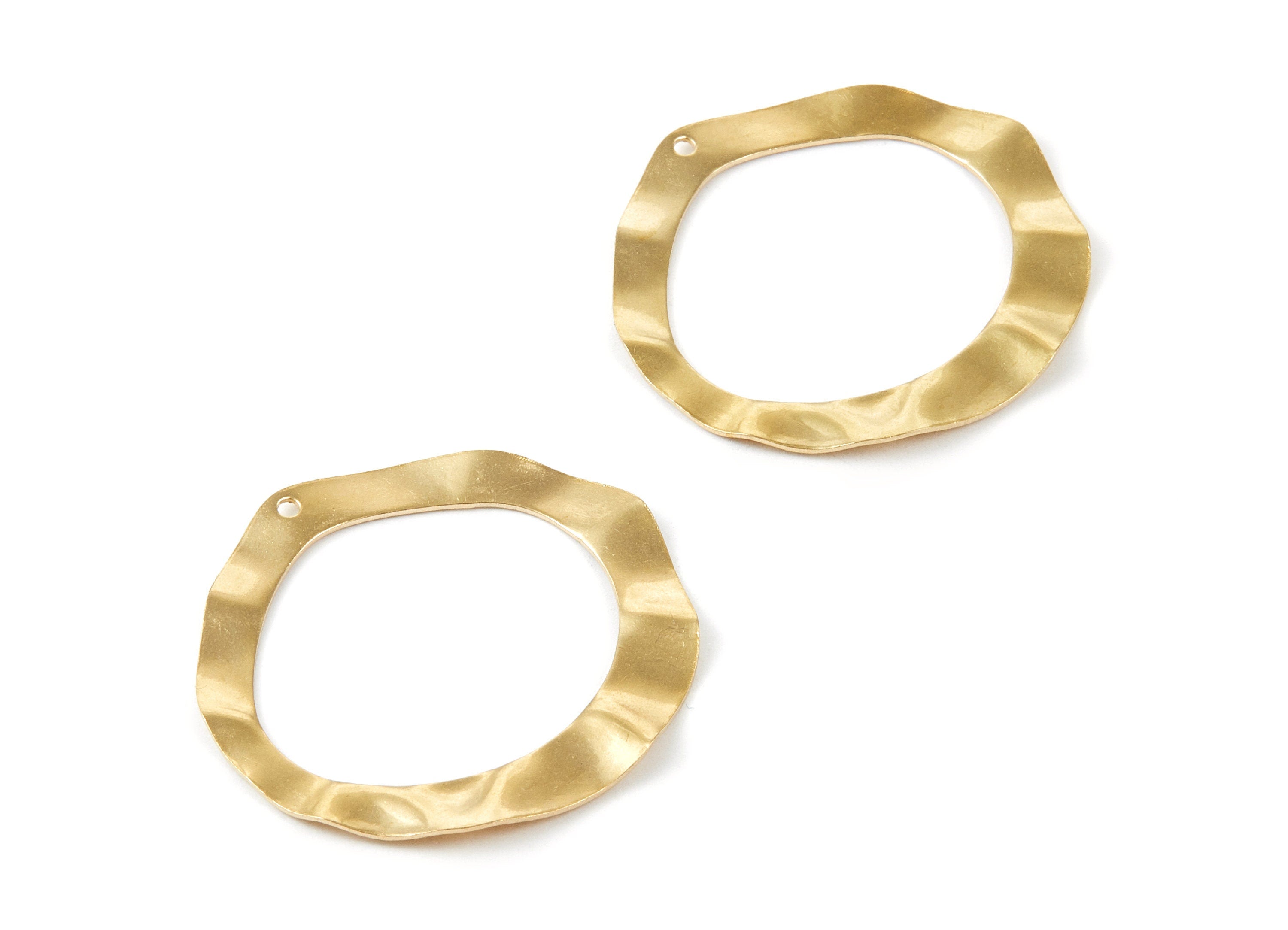 Brass Grooved Charms - Grooved Circle Raw Brass Pendant - Earring Findings - Jewelry Supplies - 37,18x35,31x0,66mm - PP2056 - DOMEDBAZAAR