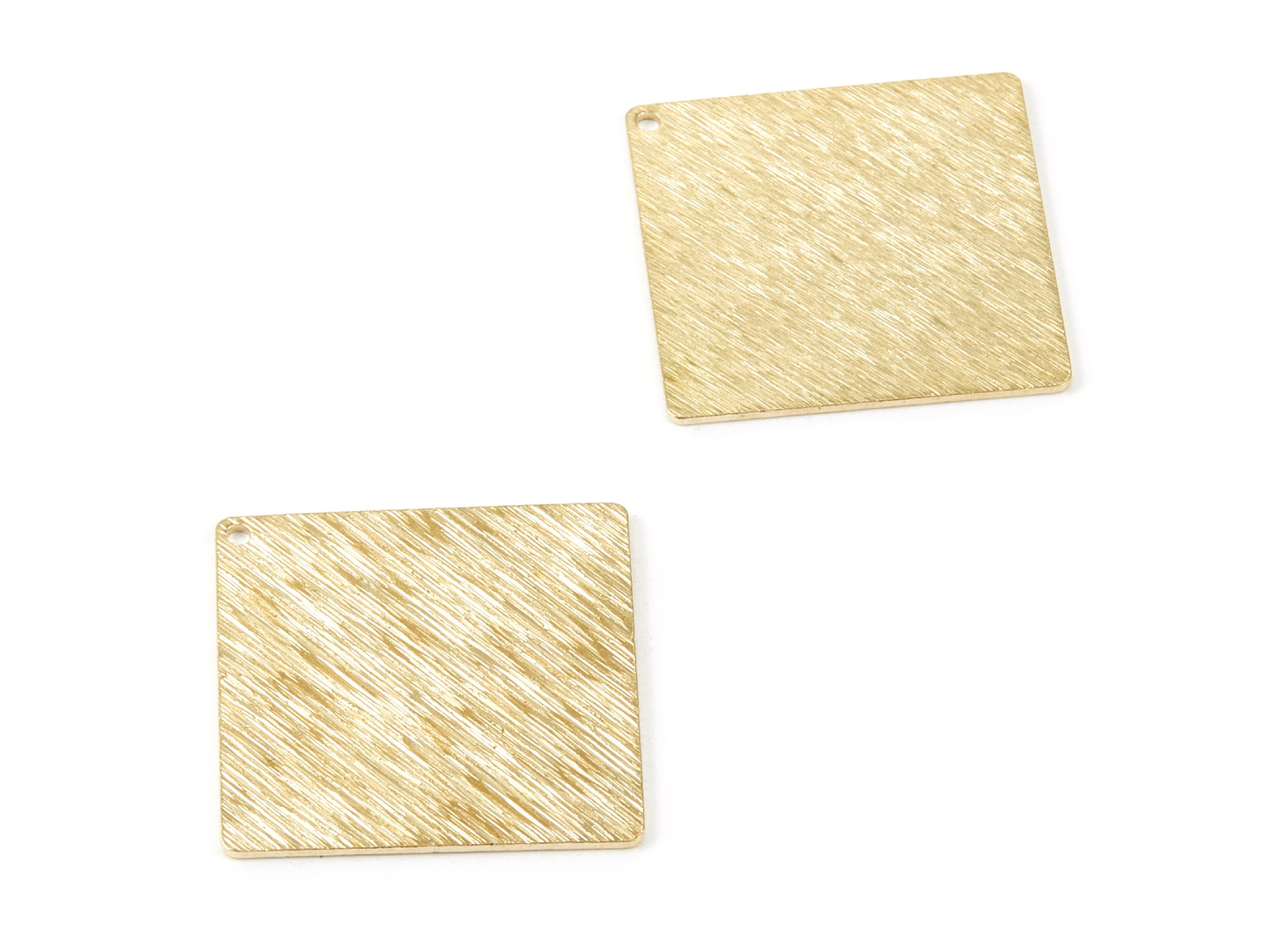 Brass Textured Square Charms - Textured Square Raw Brass Pendant - Earring Findings - Jewelry Supplies - 24.8x24.8x0.8mm - PP2065 - DOMEDBAZAAR