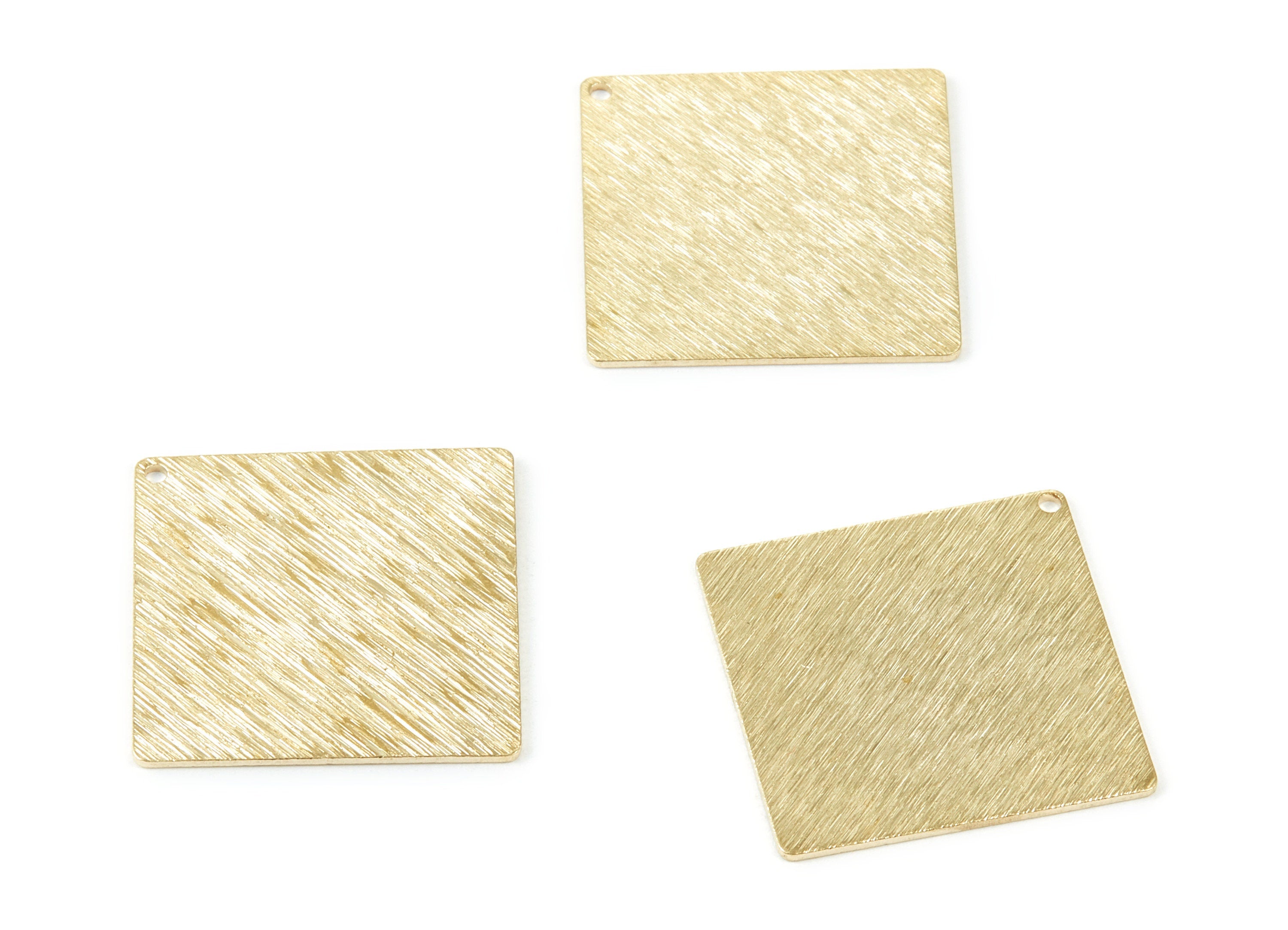 Brass Textured Square Charms - Textured Square Raw Brass Pendant - Earring Findings - Jewelry Supplies - 24.8x24.8x0.8mm - PP2065 - DOMEDBAZAAR