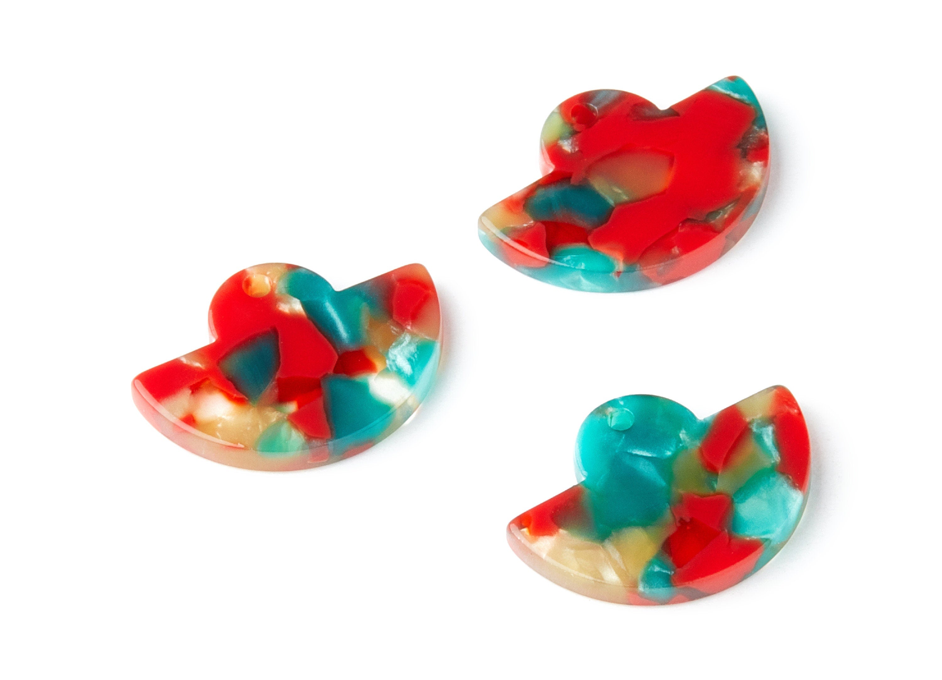 Acetate Acrylic Fan Charms - Fan Earring and Pendant - Earring Findings - Jewelry Supplies - Color Code:A46 - 23.64x17.3x2.83mm - AC1376H - DOMEDBAZAAR