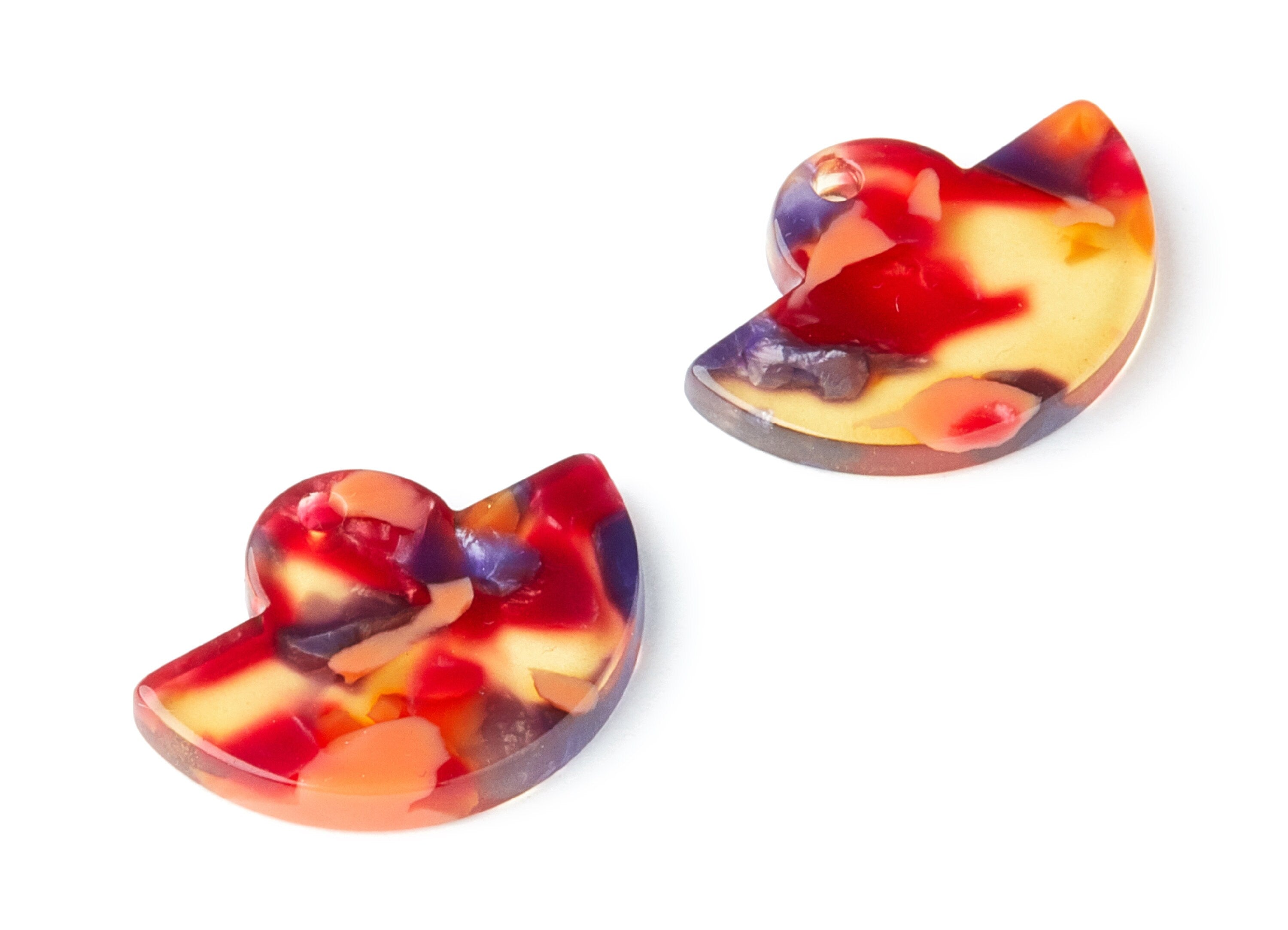 Acetate Fan Earring Charms - Fan Shaped Pendant - Earring Findings - Jewelry Supplies - Color Code:A44 - 23.64x17.3x2.83mm - AC1376J - DOMEDBAZAAR
