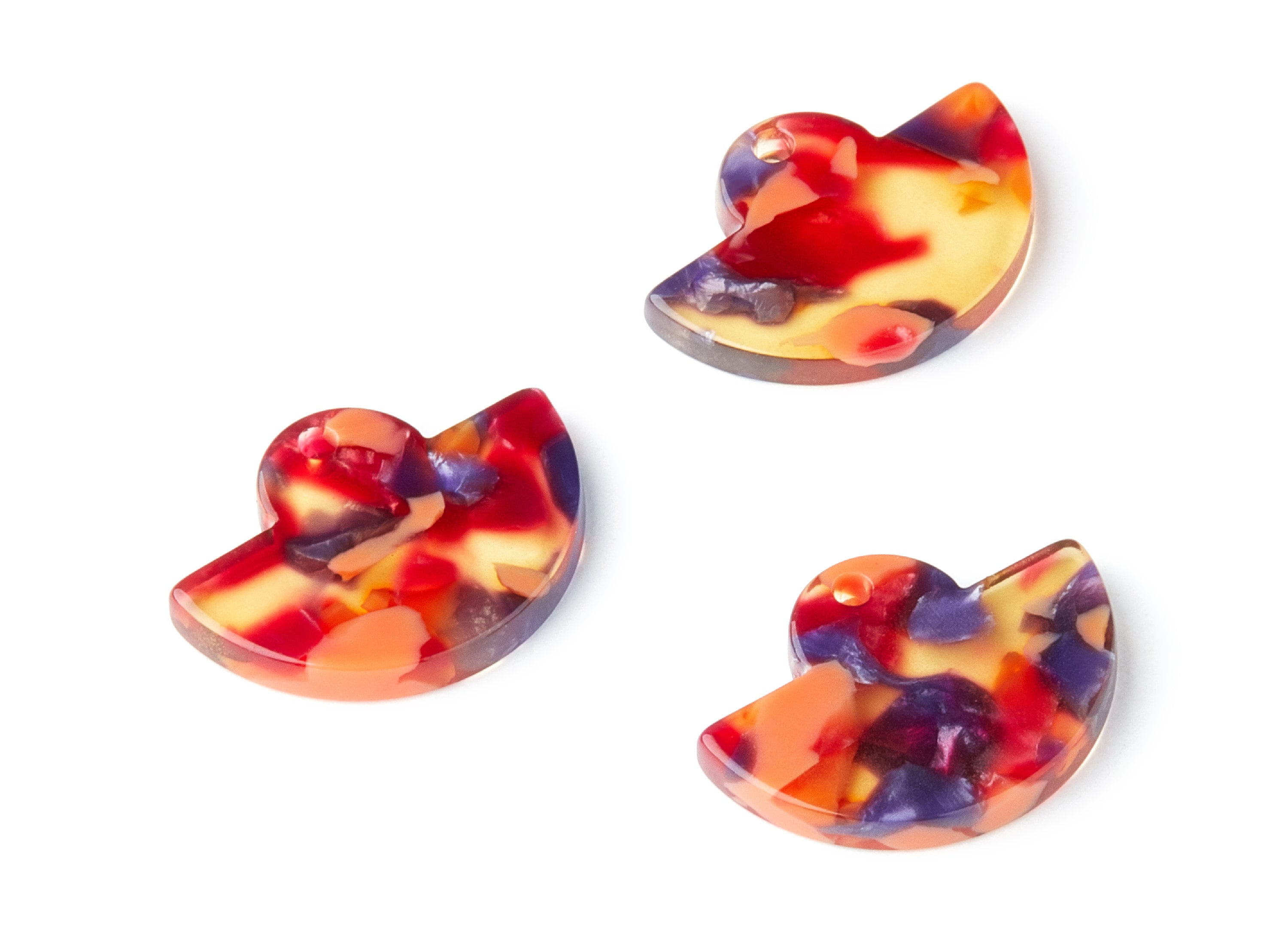 Acetate Fan Earring Charms - Fan Shaped Pendant - Earring Findings - Jewelry Supplies - Color Code:A44 - 23.64x17.3x2.83mm - AC1376J - DOMEDBAZAAR