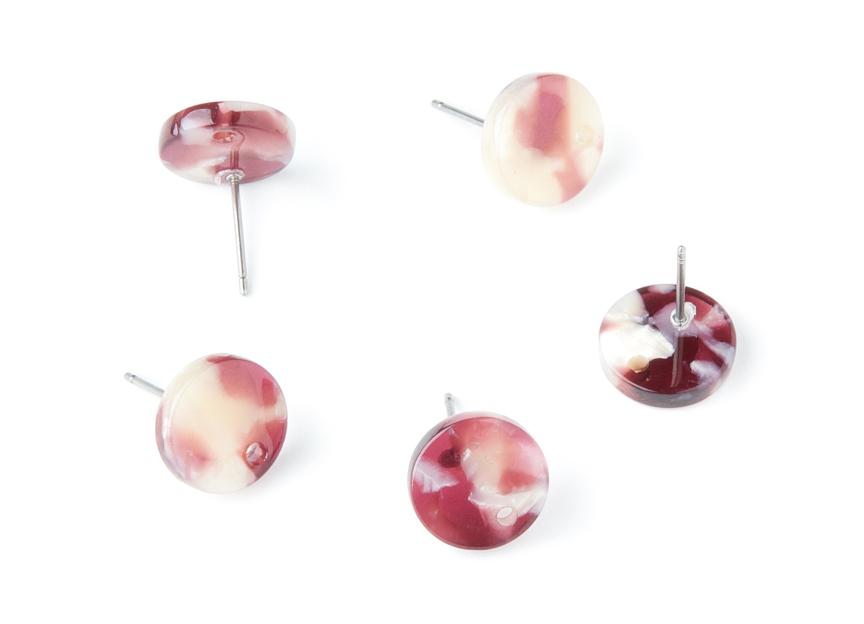 Acetate Round Earring Stud - Round Earring Post and Stud - Earring Findings - Color Code: A42 - 11.6x11.6x2.95mm - AC1139N - DOMEDBAZAAR