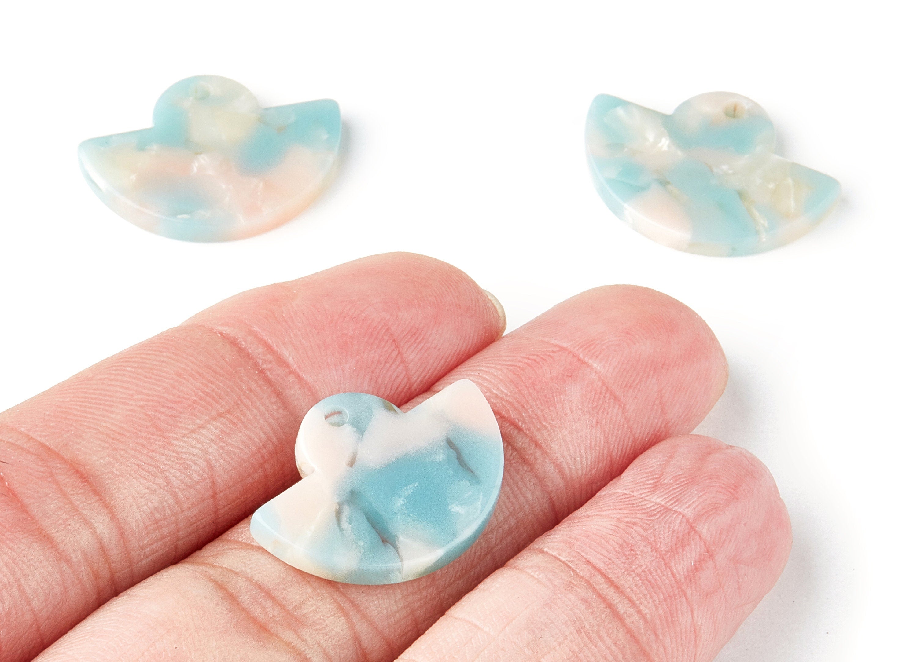 Acetate Fan Earring Charms - Fan Shaped Pendant - Earring Findings - Jewelry Supplies - Color Code:A36 - 23.64x17.3x2.83mm - AC1376R - DOMEDBAZAAR