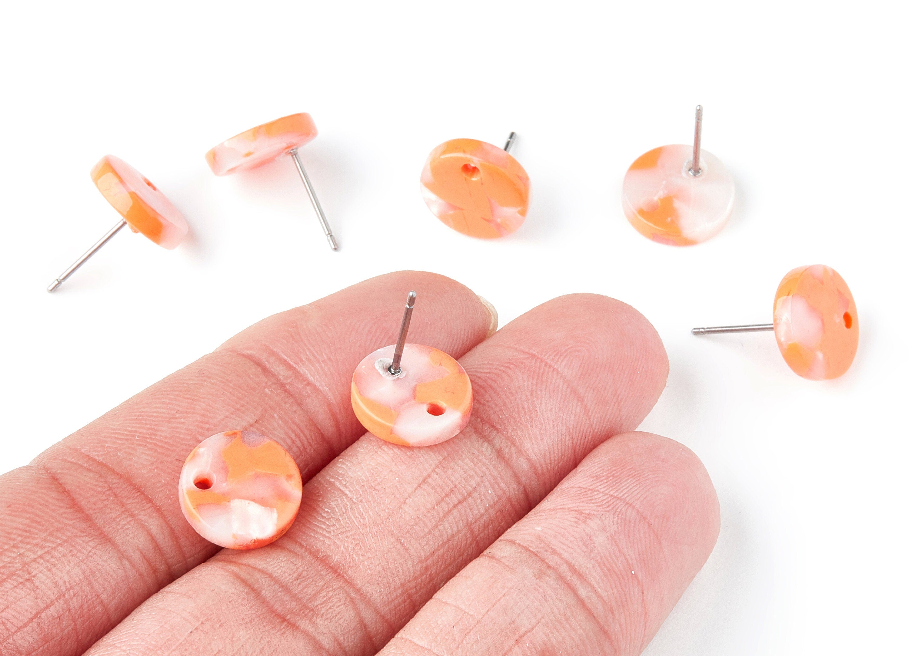 Acetate Round Earring Stud - Round Earring Post and Stud - Earring Findings - Color Code: A39 - 11.6x11.6x2.95mm - AC1139U - DOMEDBAZAAR