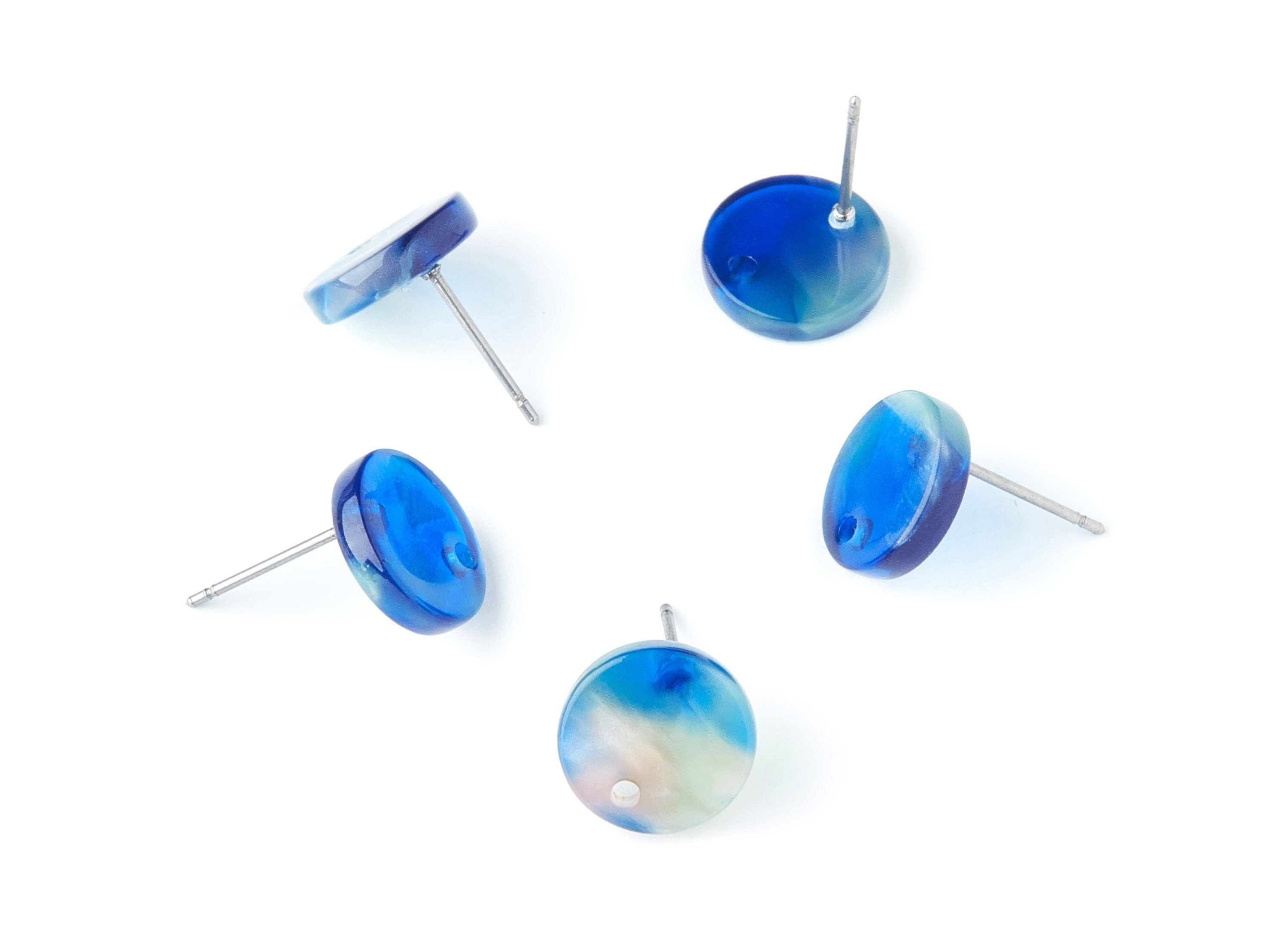 Acetate Round Earring Stud - Round Earring Post and Stud - Earring Findings - Color Code: A37 - 11.6x11.6x2.95mm - AC1139AA - DOMEDBAZAAR