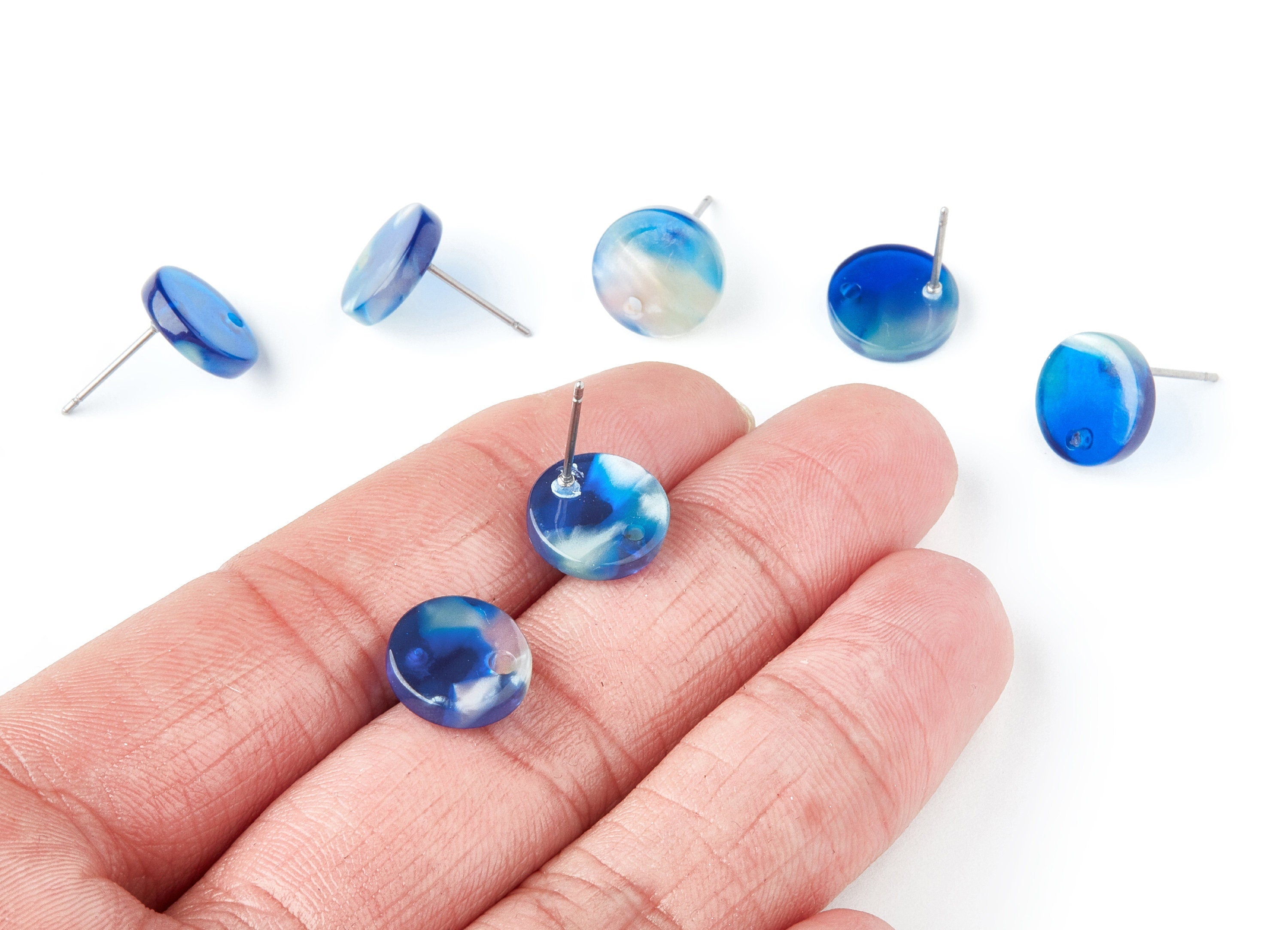 Acetate Round Earring Stud - Round Earring Post and Stud - Earring Findings - Color Code: A37 - 11.6x11.6x2.95mm - AC1139AA - DOMEDBAZAAR