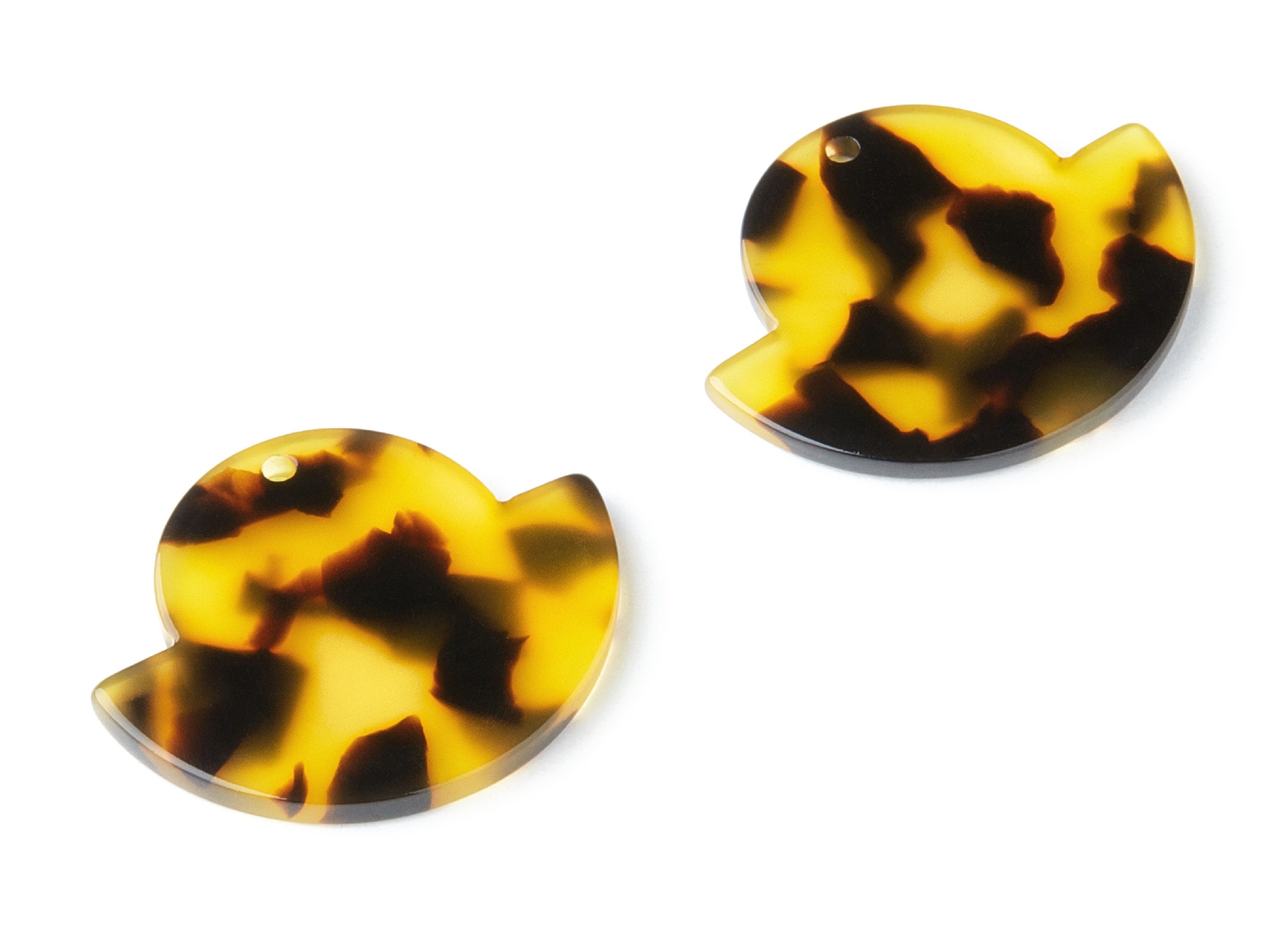 Acetate Acrylic Earring Charm - Tortoise Shell Earrings - Irregular Pendant - 1 Hole - Color Code:A02 - 28.8x23.64x2.6mm - AC1338A - DOMEDBAZAAR