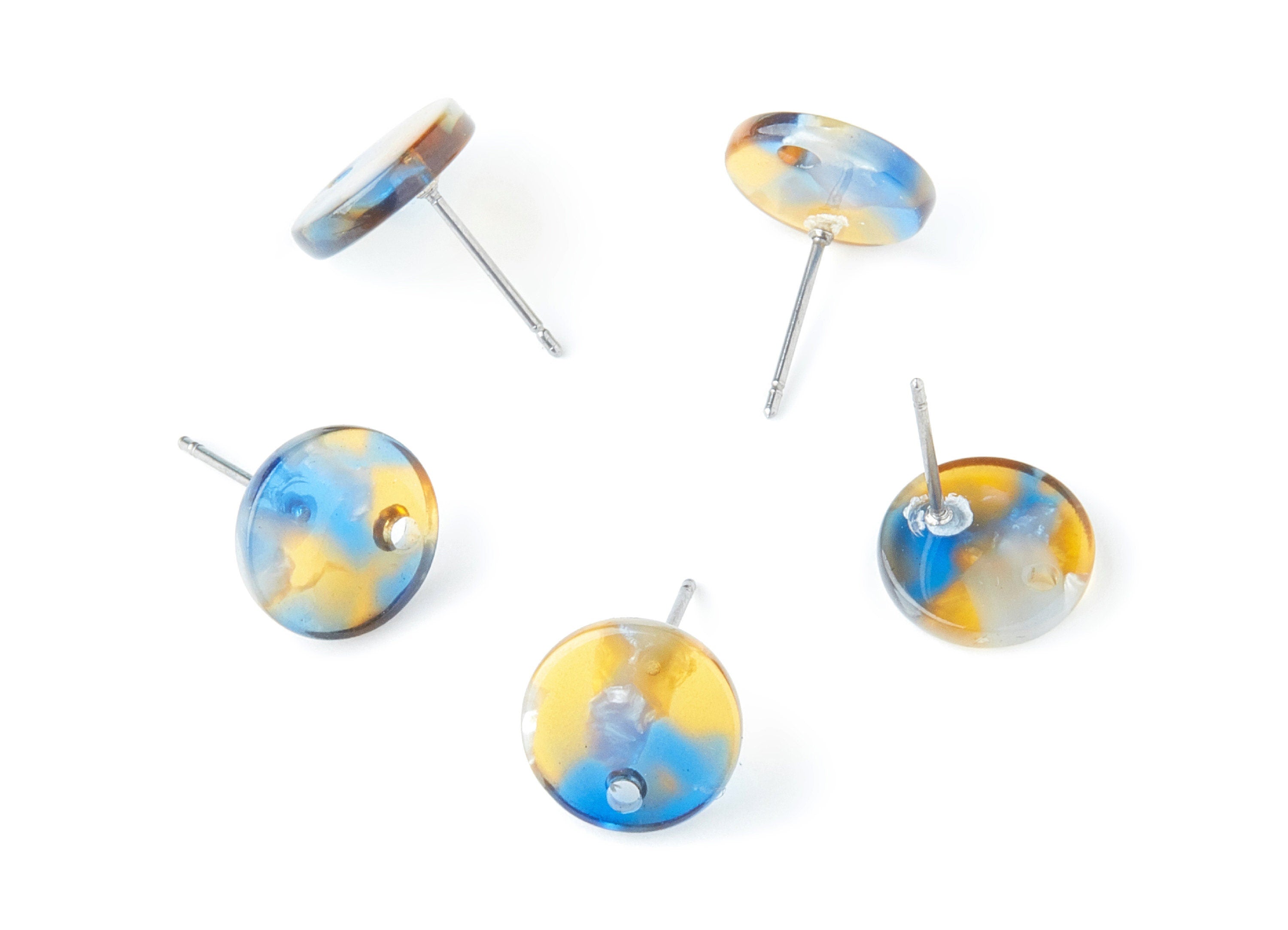 Acetate Round Earring Stud - Round Earring Post and Stud - Earring Findings - Color Code: A40 - 11.6x11.6x2.95mm - AC1139P - DOMEDBAZAAR