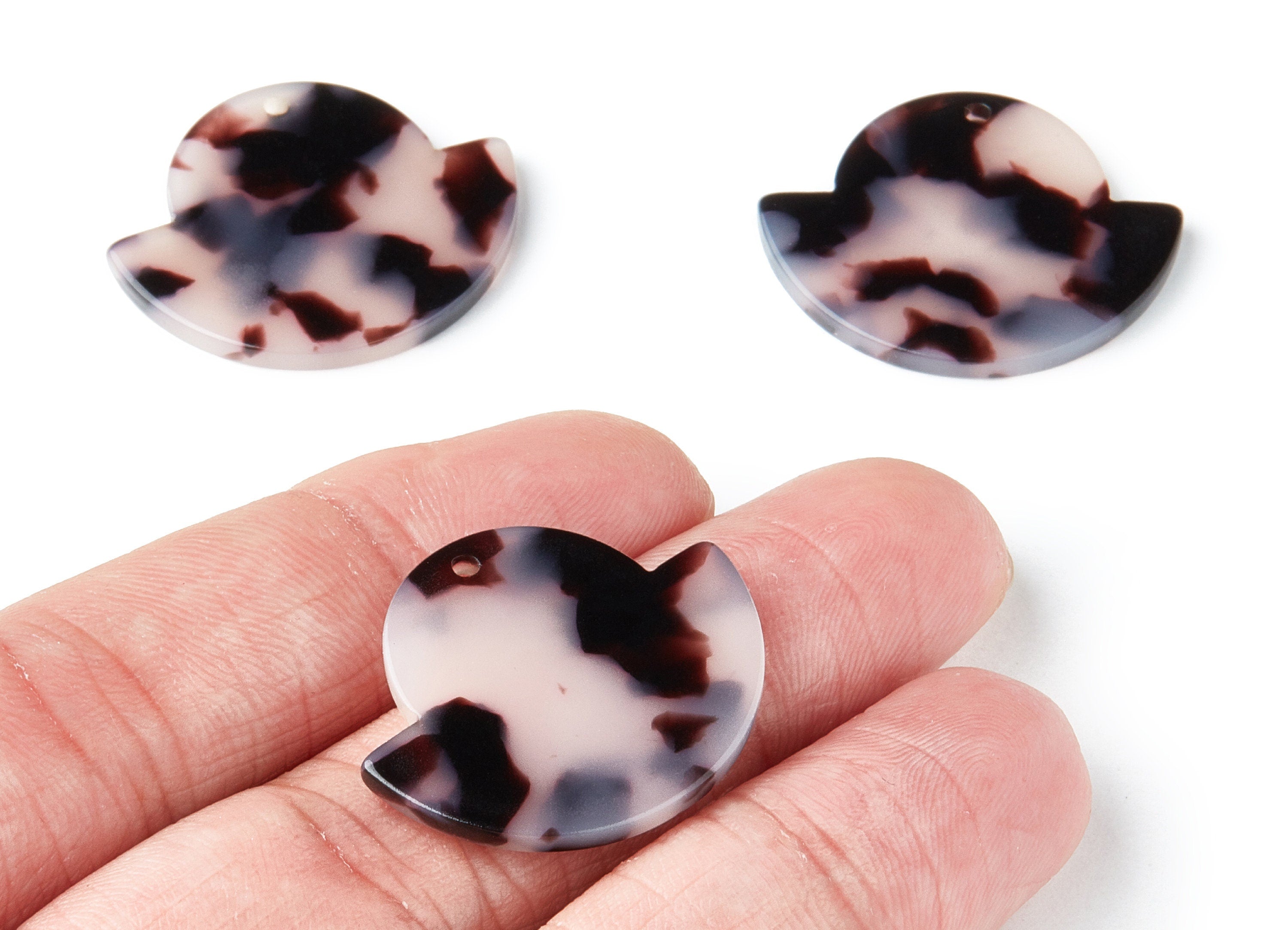 Acetate Acrylic Earring Charm - Blonde Tortoise Shell Earrings - Irregular Shaped - 1 Hole - Color Code:A06 - 28.8x23.64x2.6mm - AC1338F - DOMEDBAZAAR