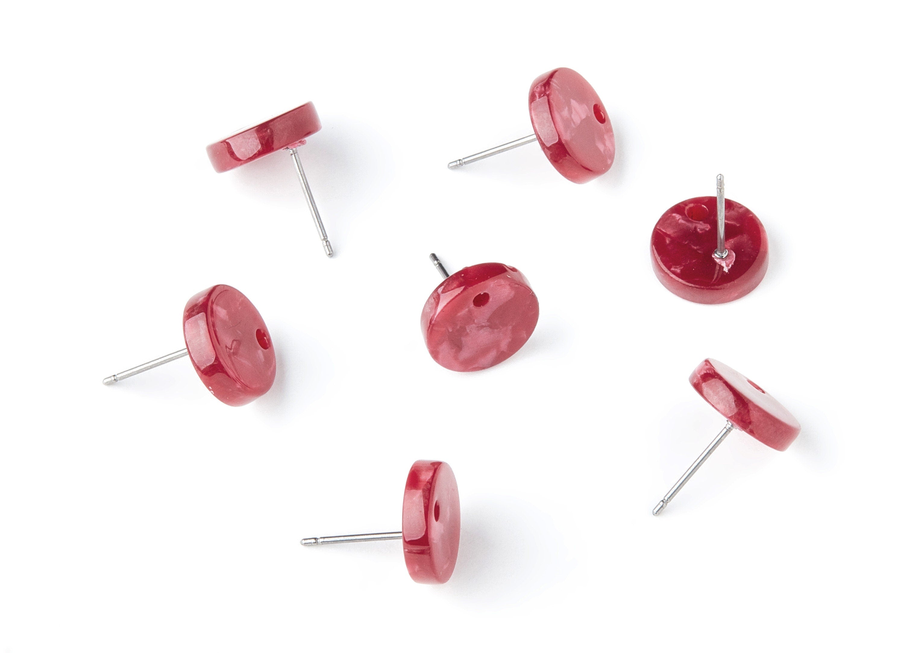 Acetate Round Earring Stud - Round Earring Post and Stud - Earring Findings - Color Code: A47 - 11.6x11.6x2.95mm - AC1139Q - DOMEDBAZAAR