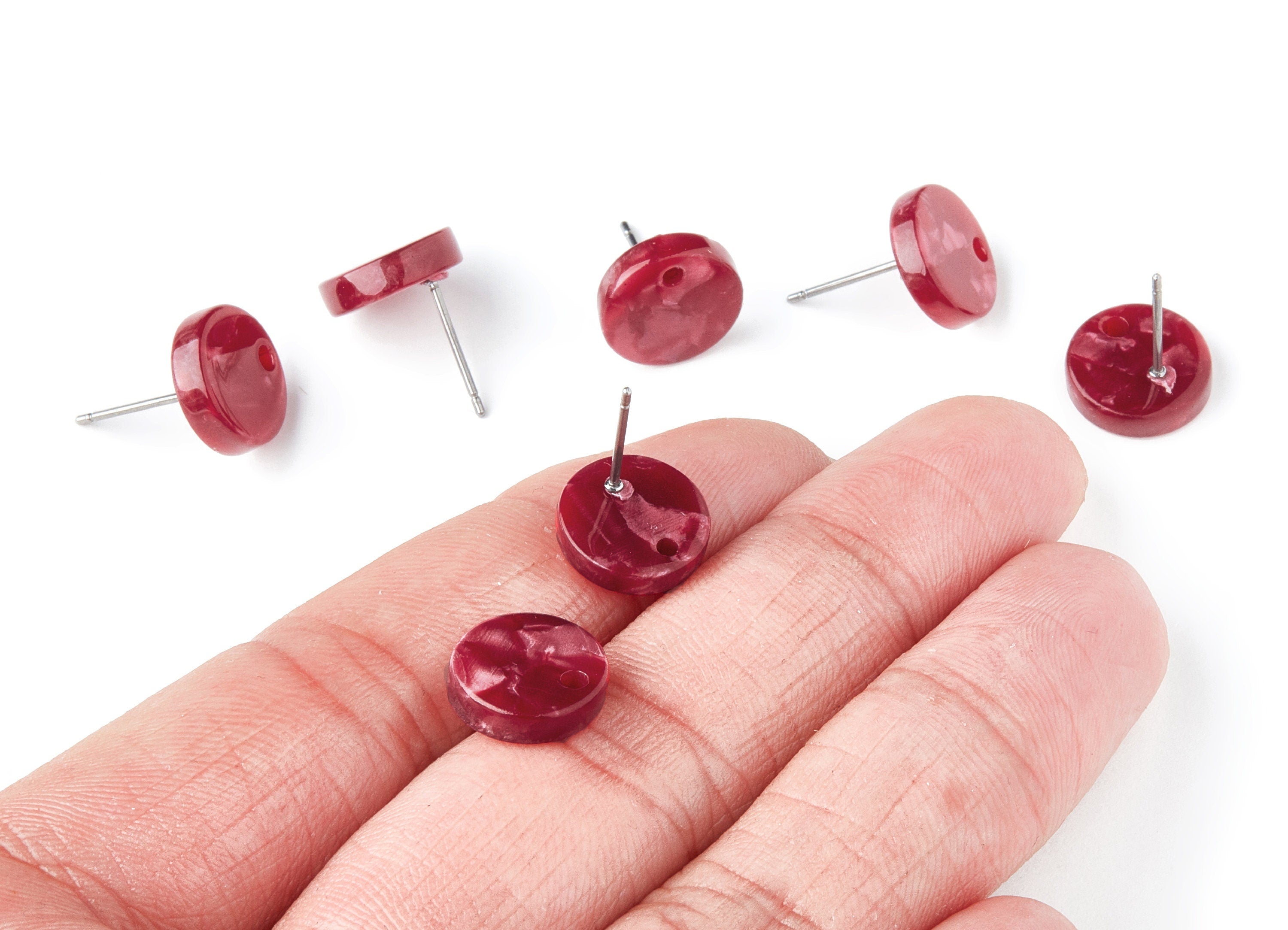 Acetate Round Earring Stud - Round Earring Post and Stud - Earring Findings - Color Code: A47 - 11.6x11.6x2.95mm - AC1139Q - DOMEDBAZAAR