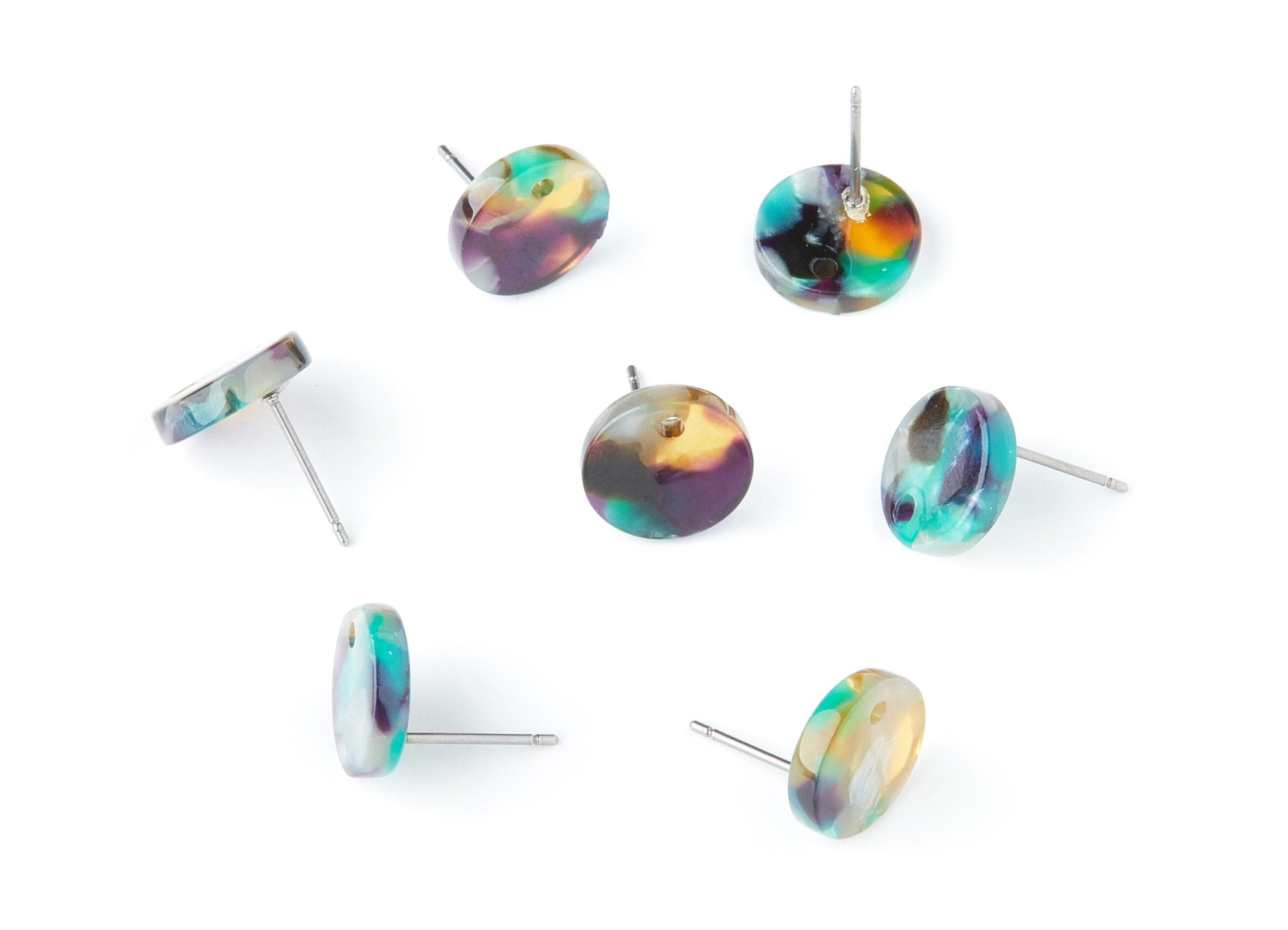 Acetate Round Earring Stud - Round Earring Post and Stud - Earring Findings - Color Code: A50 - 11.6x11.6x2.95mm - AC1139AD - DOMEDBAZAAR