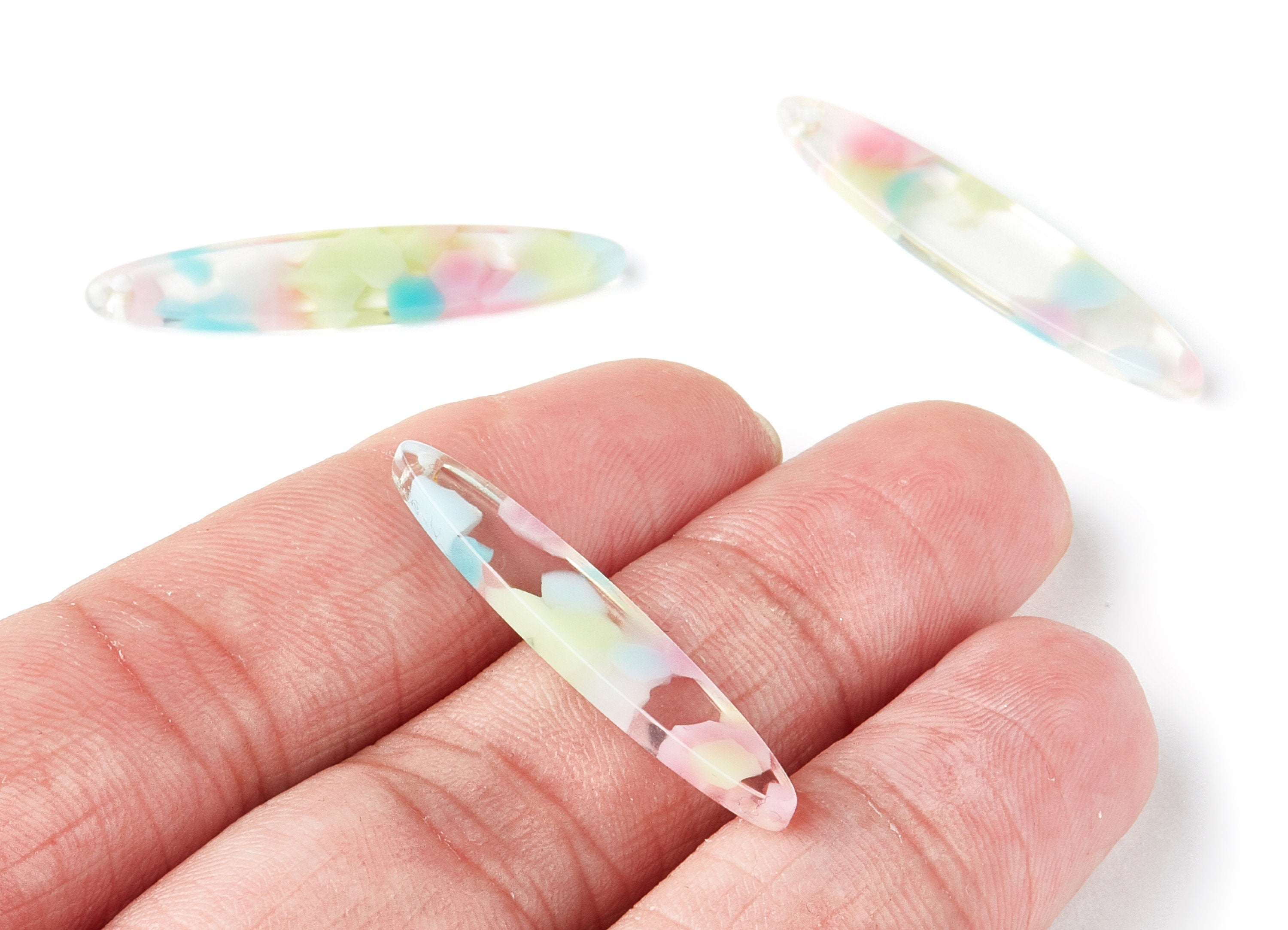 Acetate Bar Earring Charms - Bar Shaped Pendant - Earring Findings - Jewelry Supplies - Color Code:A222 - 35.43x6.95x2.59mm - AC1399A - DOMEDBAZAAR