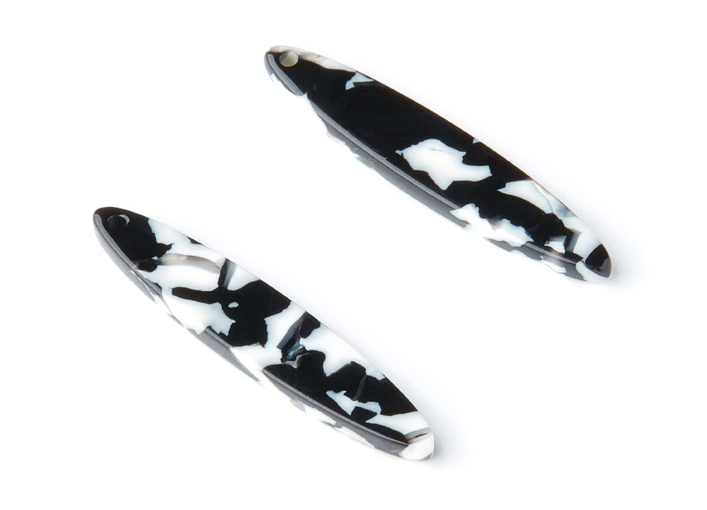 Acetate Acrylic Earring Charm - Tortoise Shell Earrings - Bar Shaped Pendant - 1 Hole - Color Code:A261 - 35.43x6.95x2.59mm - AC1399B - DOMEDBAZAAR