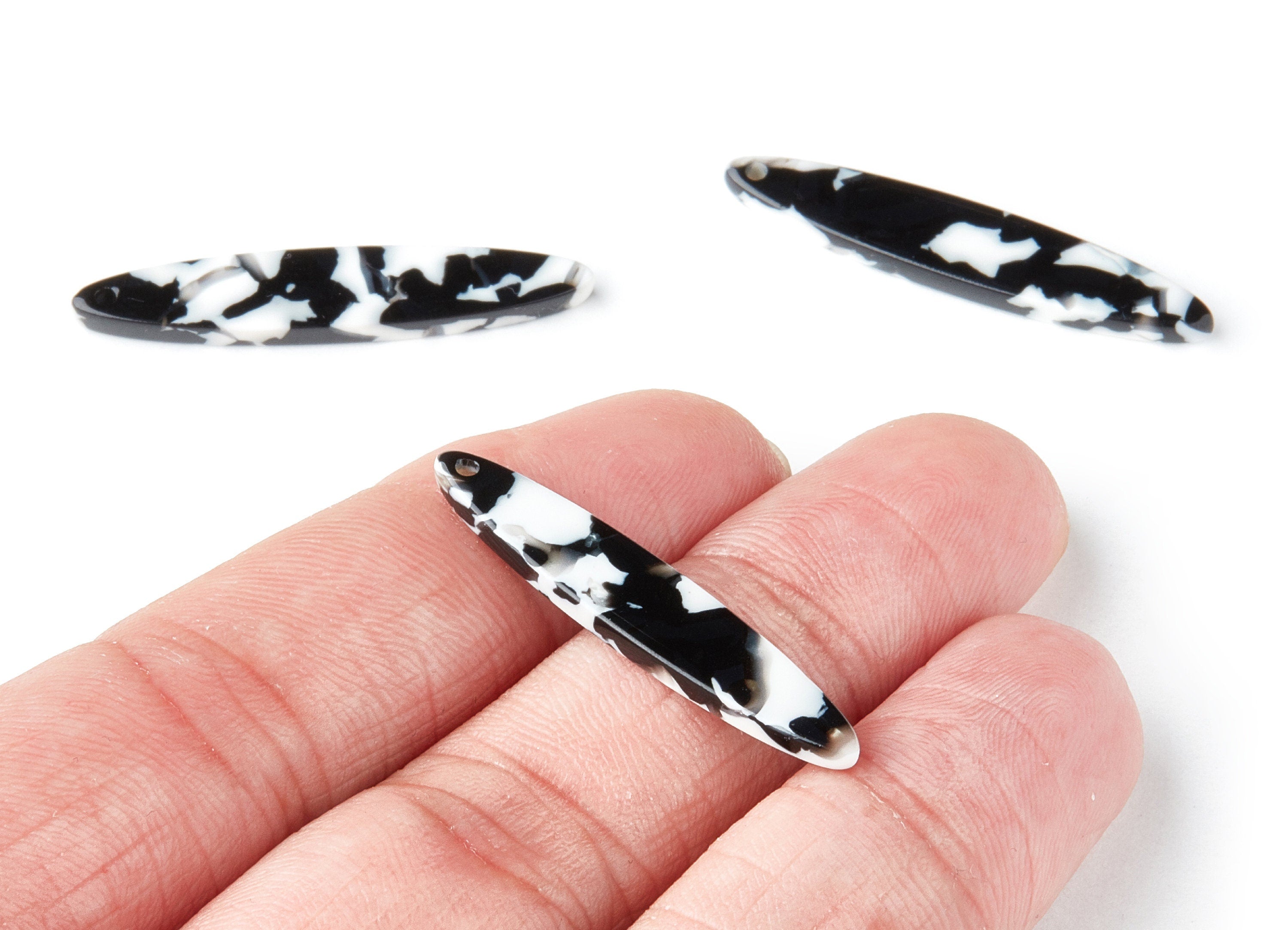 Acetate Acrylic Earring Charm - Tortoise Shell Earrings - Bar Shaped Pendant - 1 Hole - Color Code:A261 - 35.43x6.95x2.59mm - AC1399B - DOMEDBAZAAR