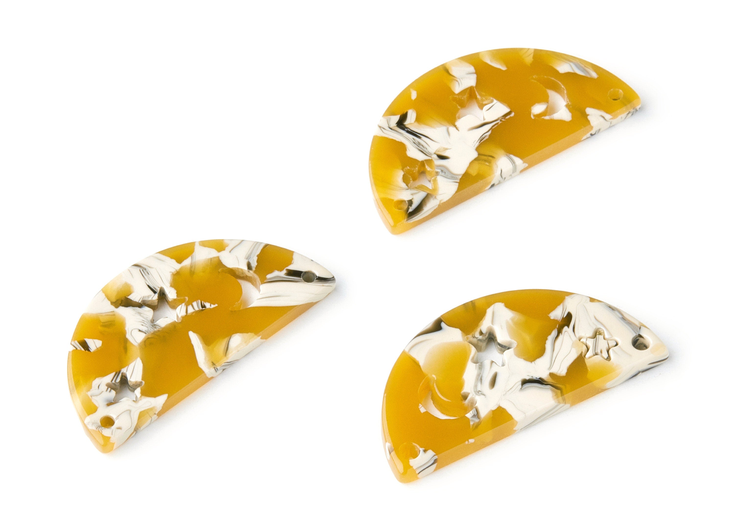 Acetate D Earring Charms - D Connectors - 2 Holes - Earring Findings - Jewelry Supplies - Color Code:A14 - 34.72x17.28x2.48mm - AC1332C - DOMEDBAZAAR