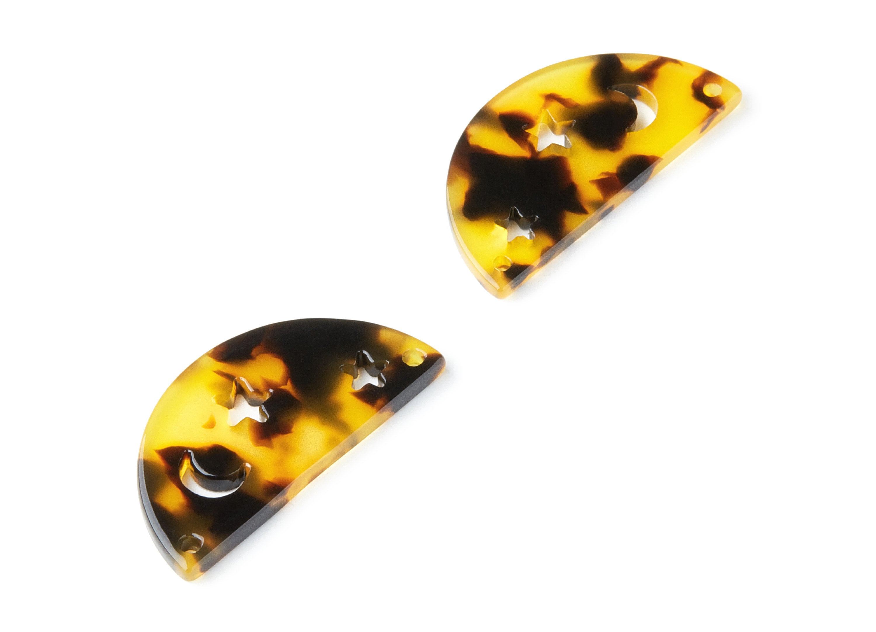Acetate Acrylic Charms - Tortoise Shell Earrings - D Connector - 2 Holes - Jewelry Supplies - Color Code:A02 - 34.72x17.28x2.48mm - AC1332D - DOMEDBAZAAR