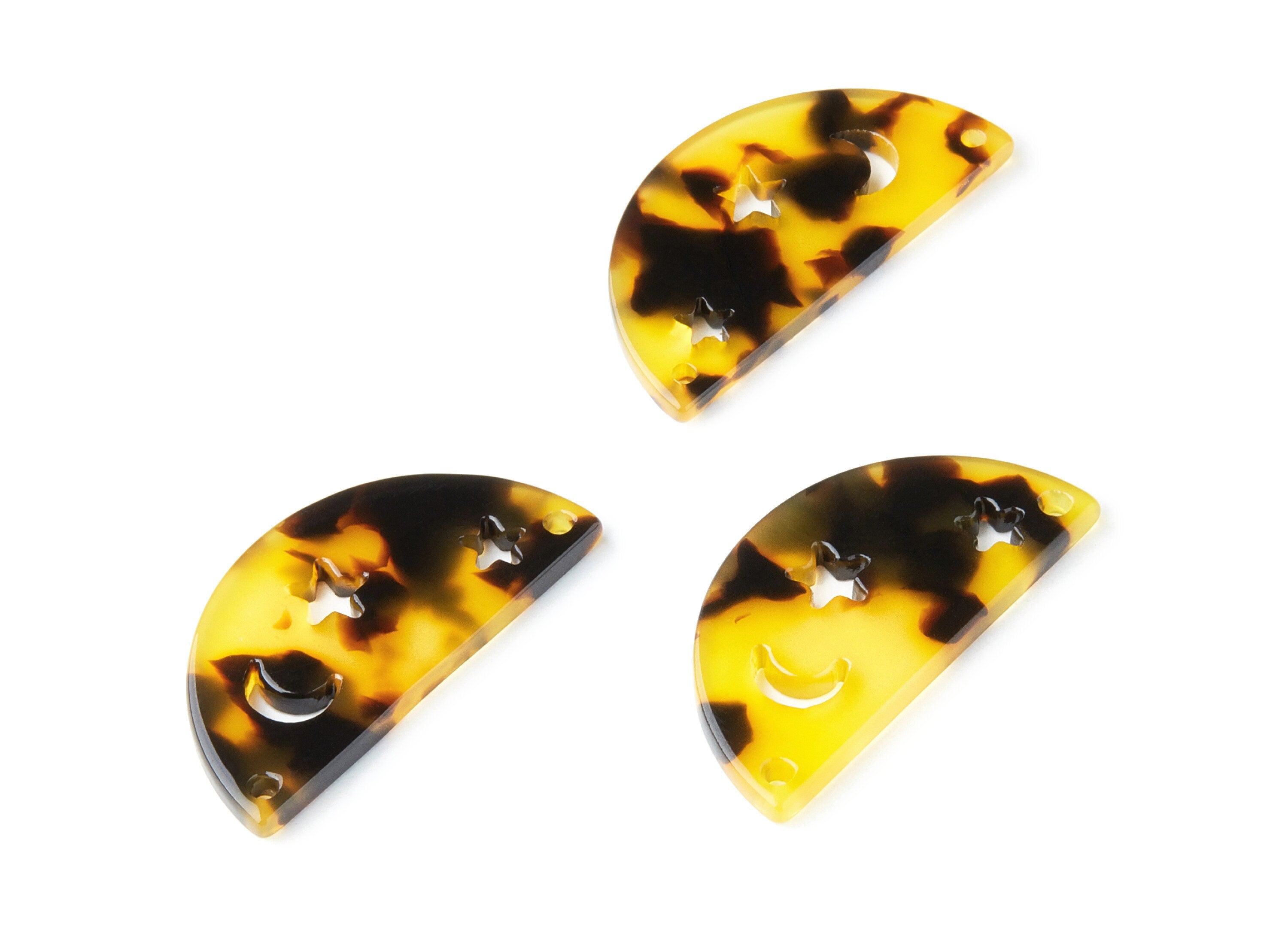 Acetate Acrylic Charms - Tortoise Shell Earrings - D Connector - 2 Holes - Jewelry Supplies - Color Code:A02 - 34.72x17.28x2.48mm - AC1332D - DOMEDBAZAAR