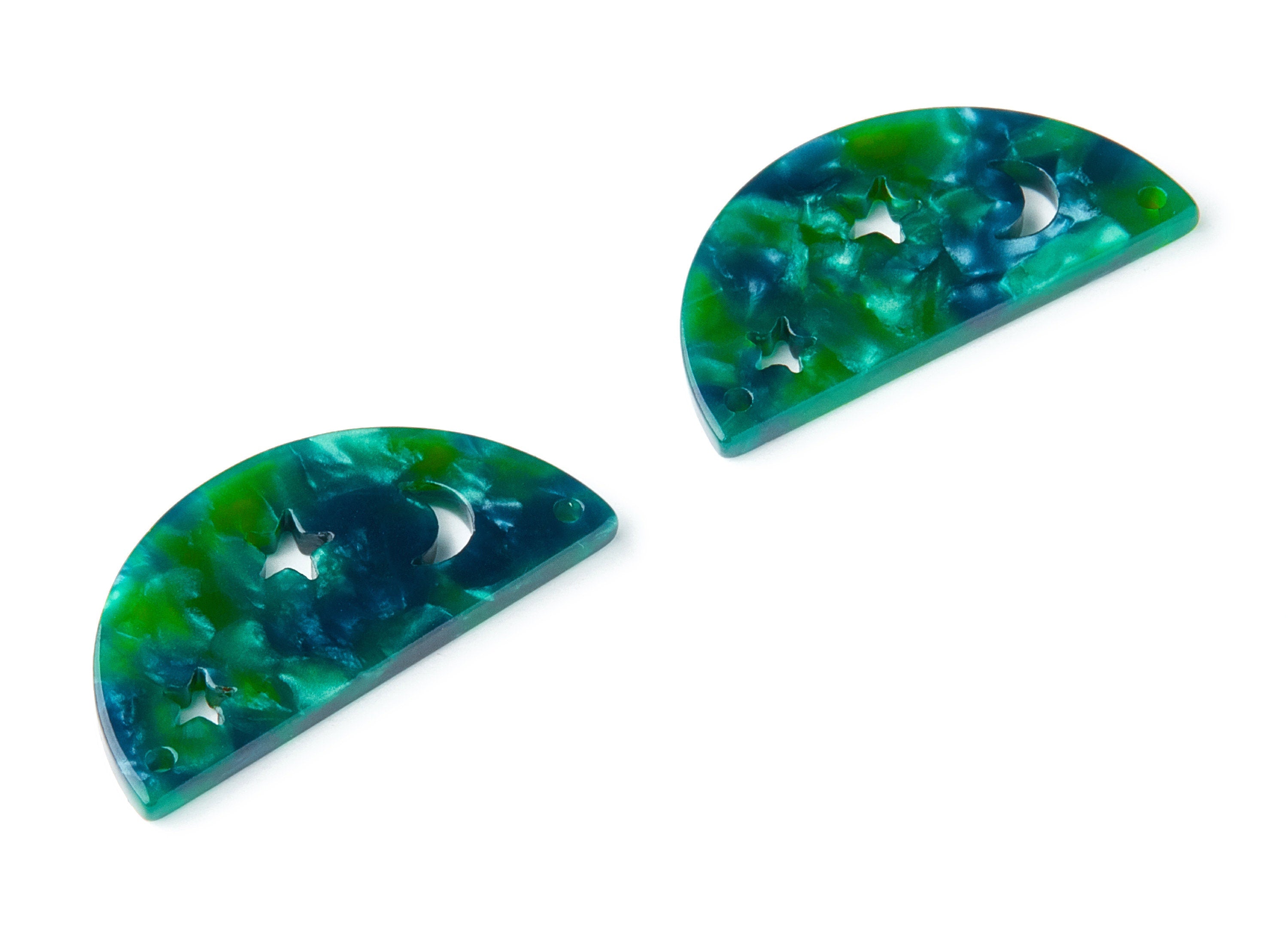Acetate D Earring Charms - D Connectors - 2 Holes - Earring Findings - Jewelry Supplies - Color Code:A13 - 34.72x17.28x2.48mm - AC1332E - DOMEDBAZAAR