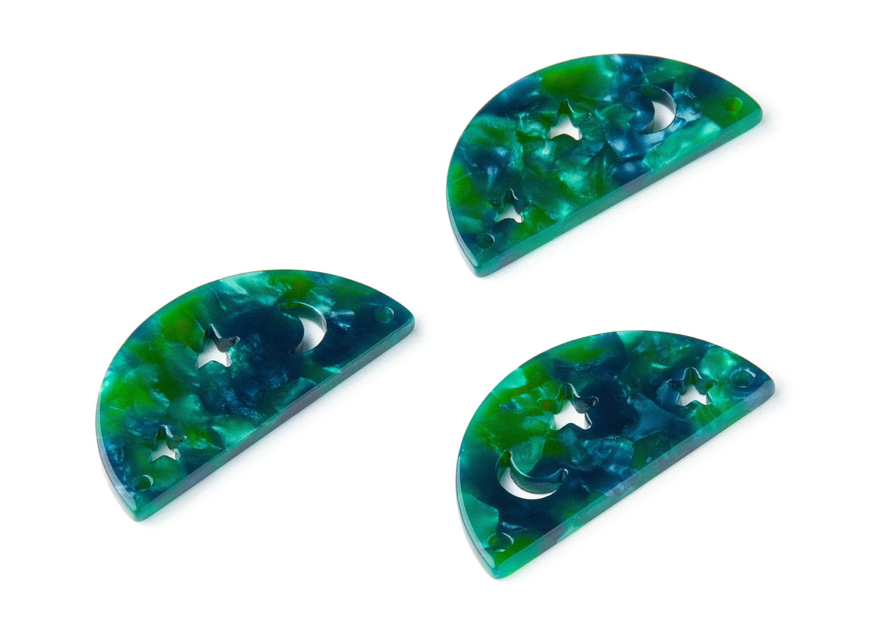 Acetate D Earring Charms - D Connectors - 2 Holes - Earring Findings - Jewelry Supplies - Color Code:A13 - 34.72x17.28x2.48mm - AC1332E - DOMEDBAZAAR