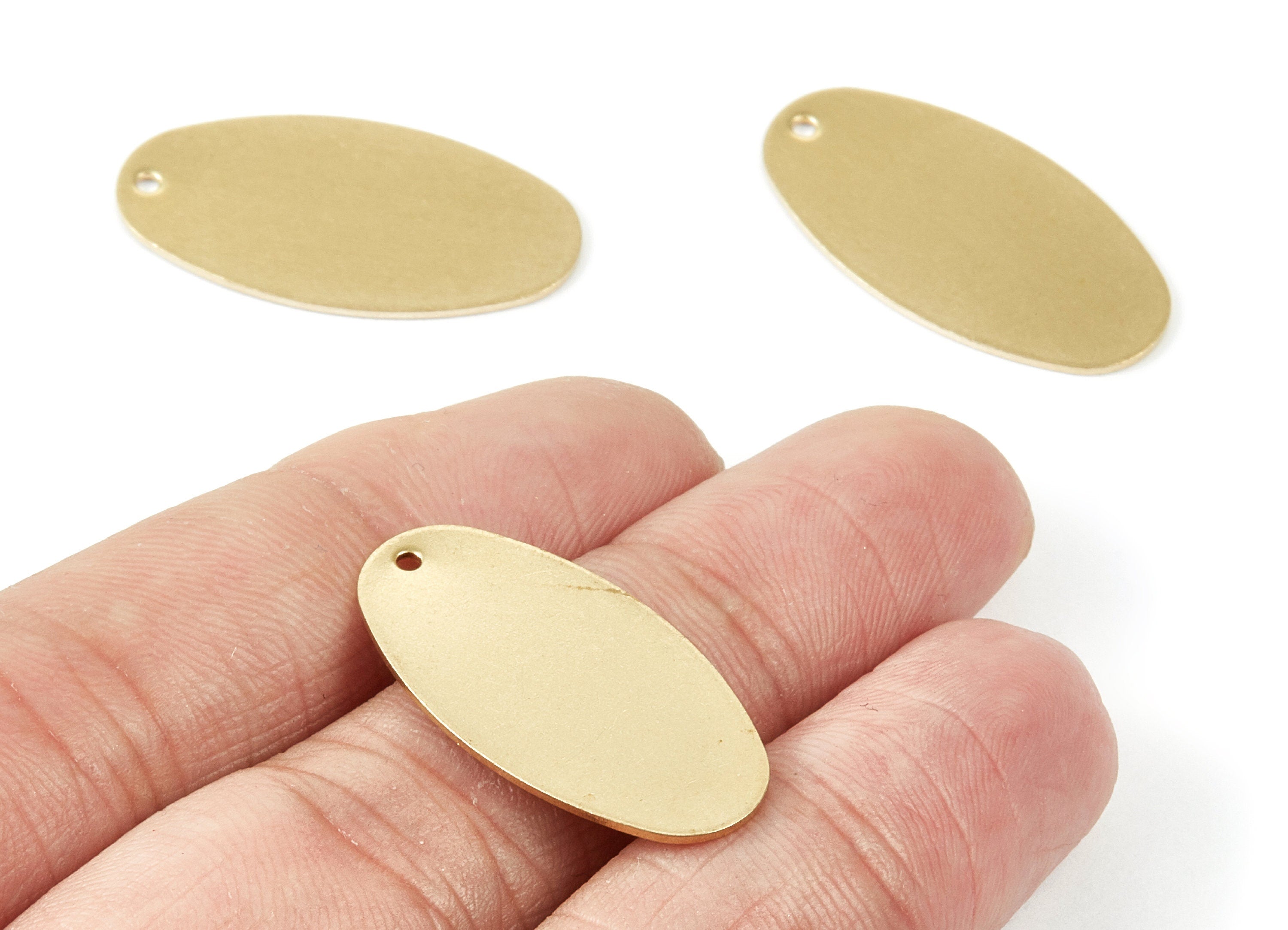 Personalized stamping blank - Brass Oval Charms - Oval Raw Brass Pendant - Earring Findings - Jewelry Supplies - 29.55x15.3x0.64mm - PP1925 - DOMEDBAZAAR