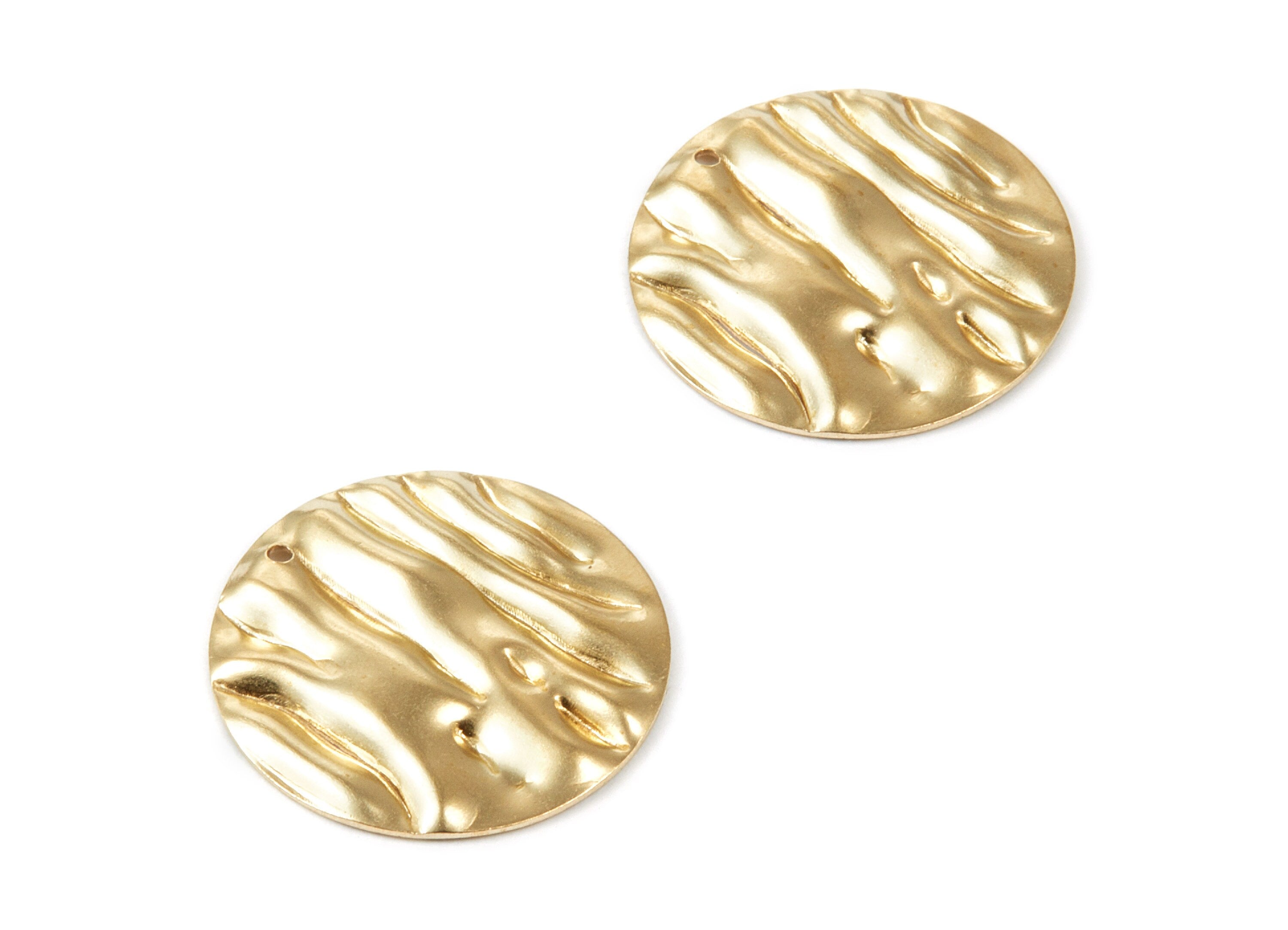 Brass Wavy Disc Charms - Wavy Disc Raw Brass Pendants - Earring Findings - Jewelry Supplies - 25x25x1,37mm - PP2094 - DOMEDBAZAAR