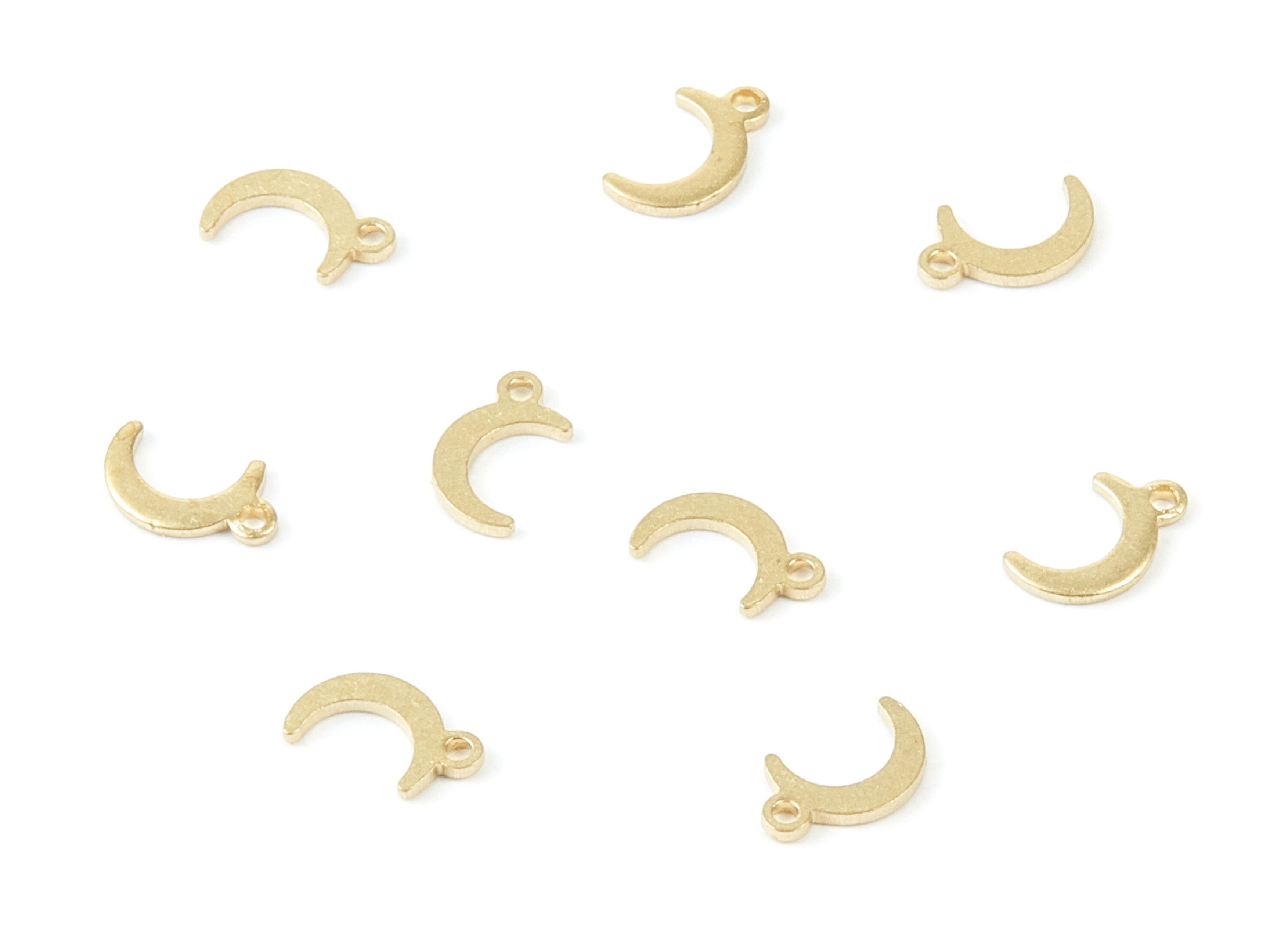 Brass Moon Charms - Moon Shaped Raw Brass Pedants - Earring Findings - Jewelry Supplies - 7.64x4.4x0.78mm - PP1797 - DOMEDBAZAAR