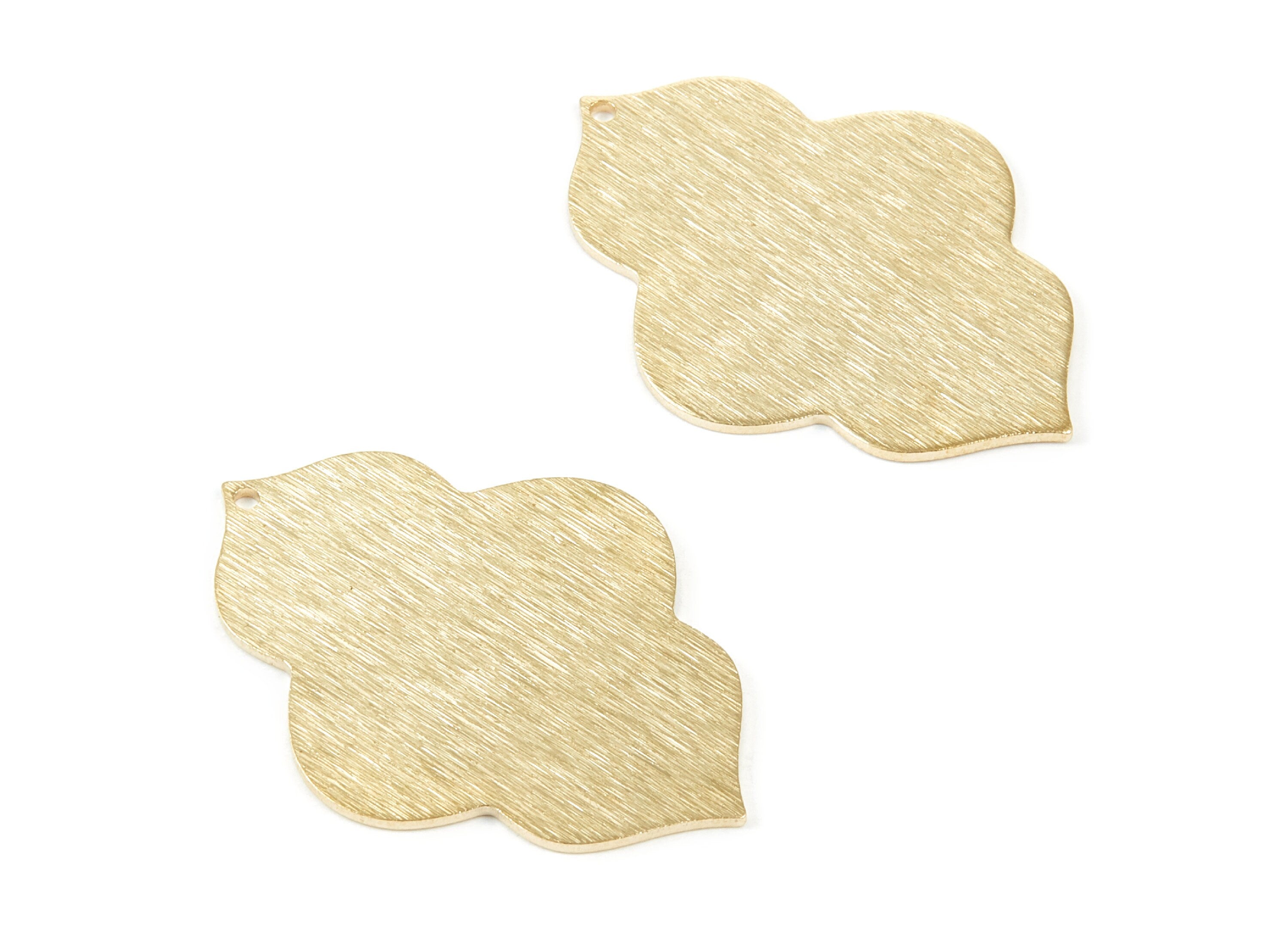 Brass Geometric Charms - Textured Geometric Raw Brass Pendant - Earring Findings - Jewelry Supplies - 38.51x27.84x0.97mm - PP1837 - DOMEDBAZAAR