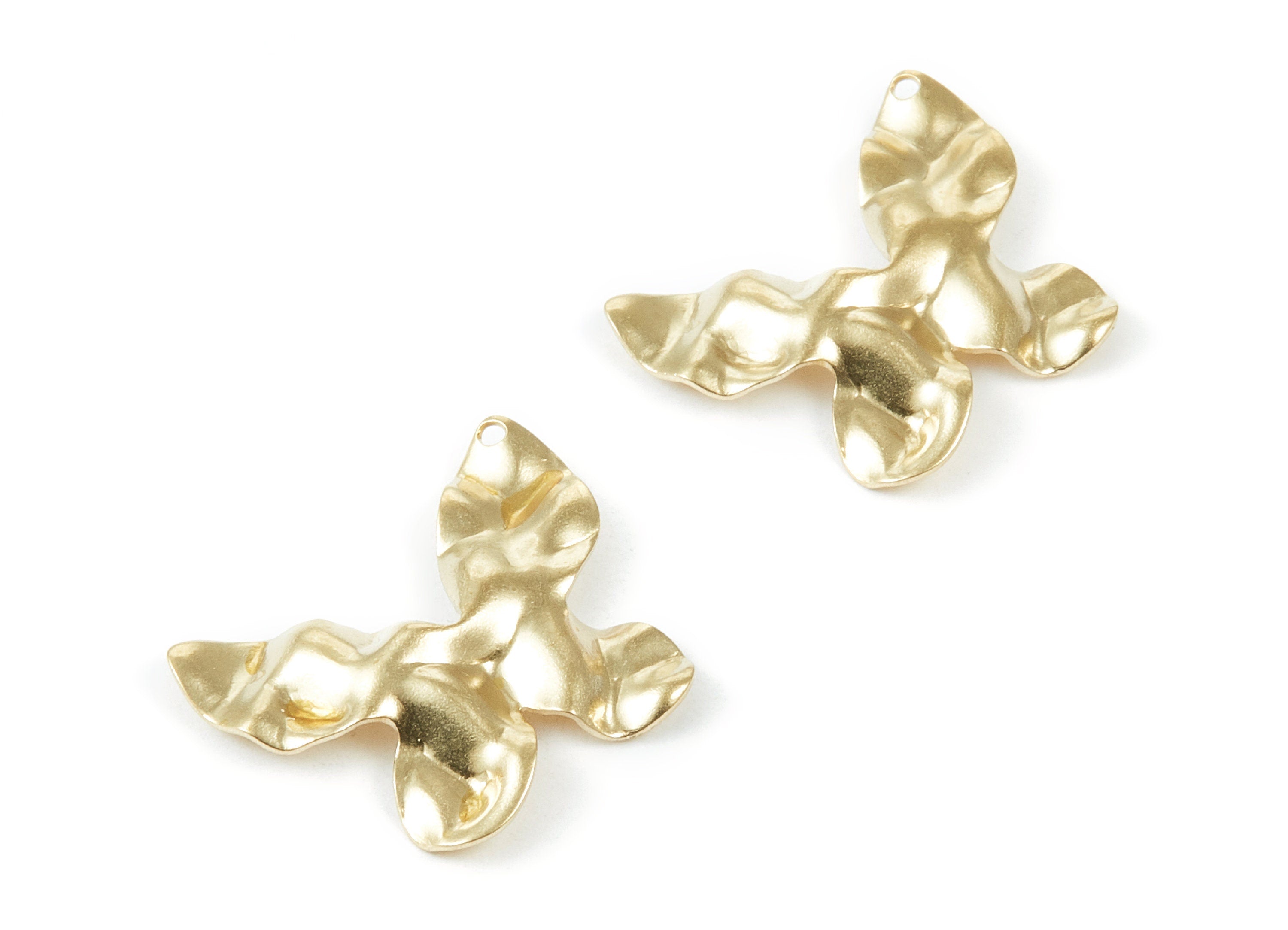 Brass Butterfly Charms - Wavy Butterfly Shape Raw Brass Pendants - Earring Findings - Jewelry Supplies - 24.74x19.95x1.05mm - PP1997 - DOMEDBAZAAR