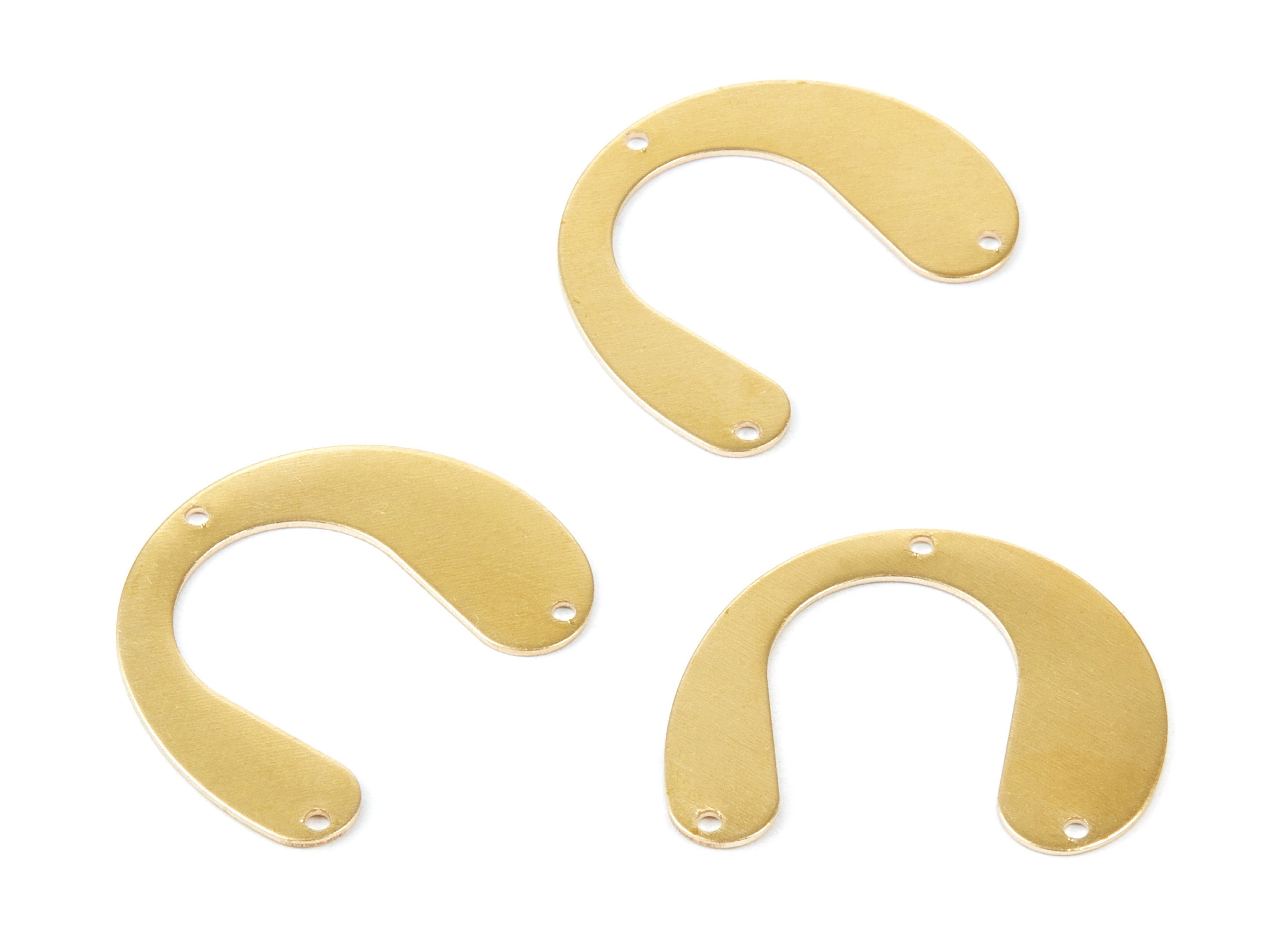 Brass U Charms - U Shaped Raw Brass Connectors With 3 Holes - Jewelry Supplies - 29,92x24,6x0,64mm - PP1731 - DOMEDBAZAAR