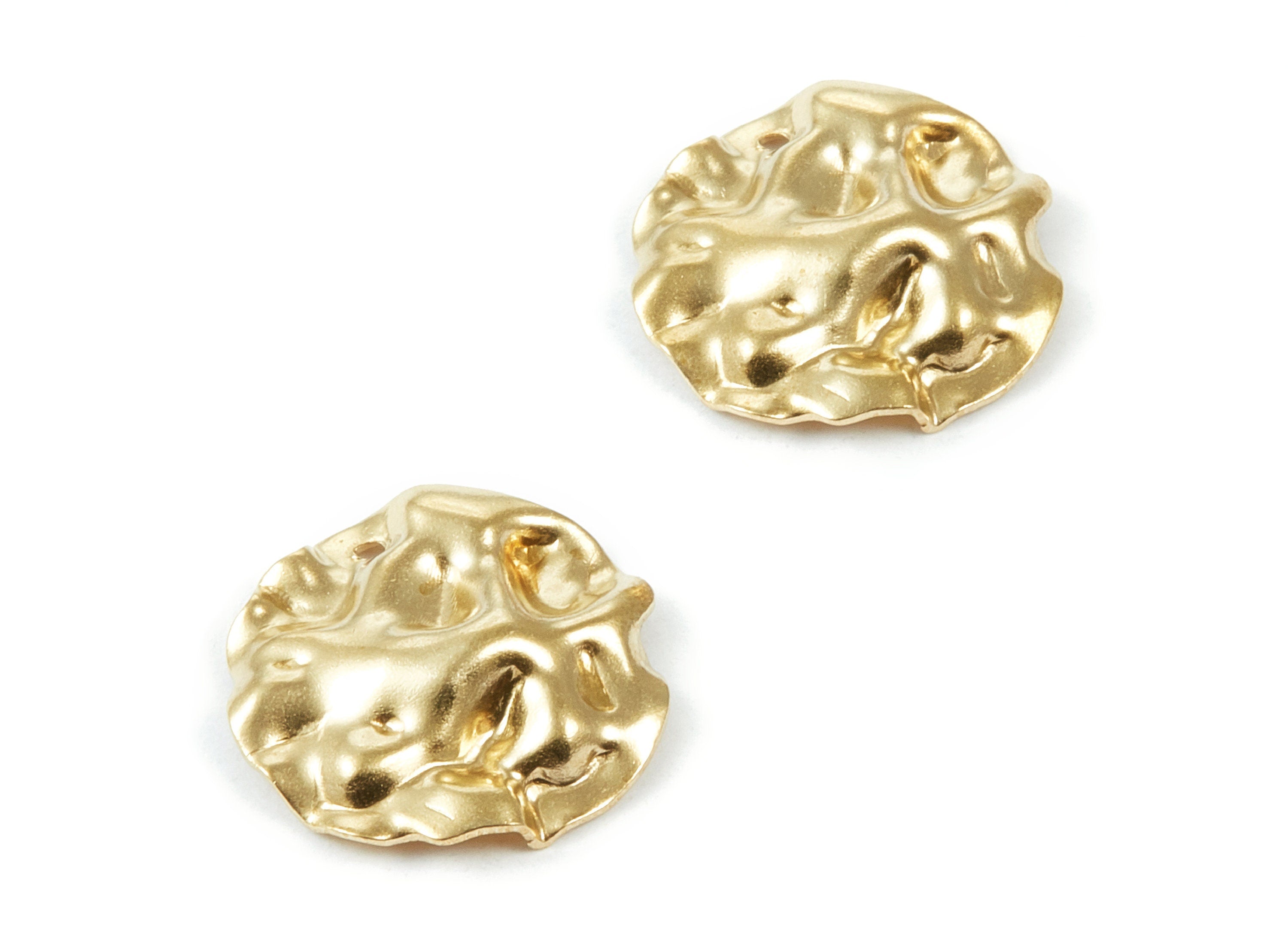 Brass Wavy Disc Charms - Wavy Disc Raw Brass Pendants - Earring Findings - Jewelry Supplies - 18.3x18.5x1.38mm - PP1996 - DOMEDBAZAAR