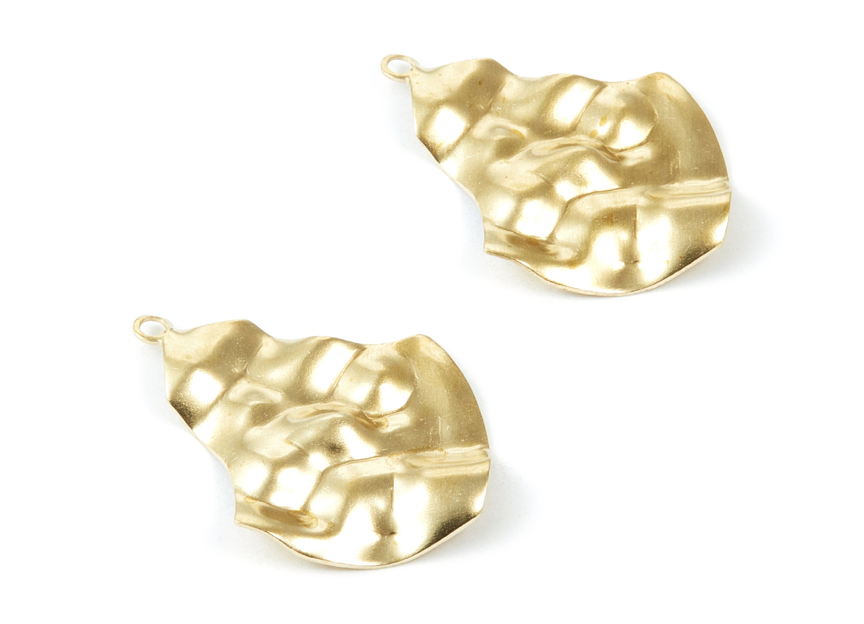 Brass Wavy Irregular Charms - Wavy Irregular Raw Brass Pendants - Earring Findings - Jewelry Supplies - 32.8x24.85x1mm - PP1991 - DOMEDBAZAAR