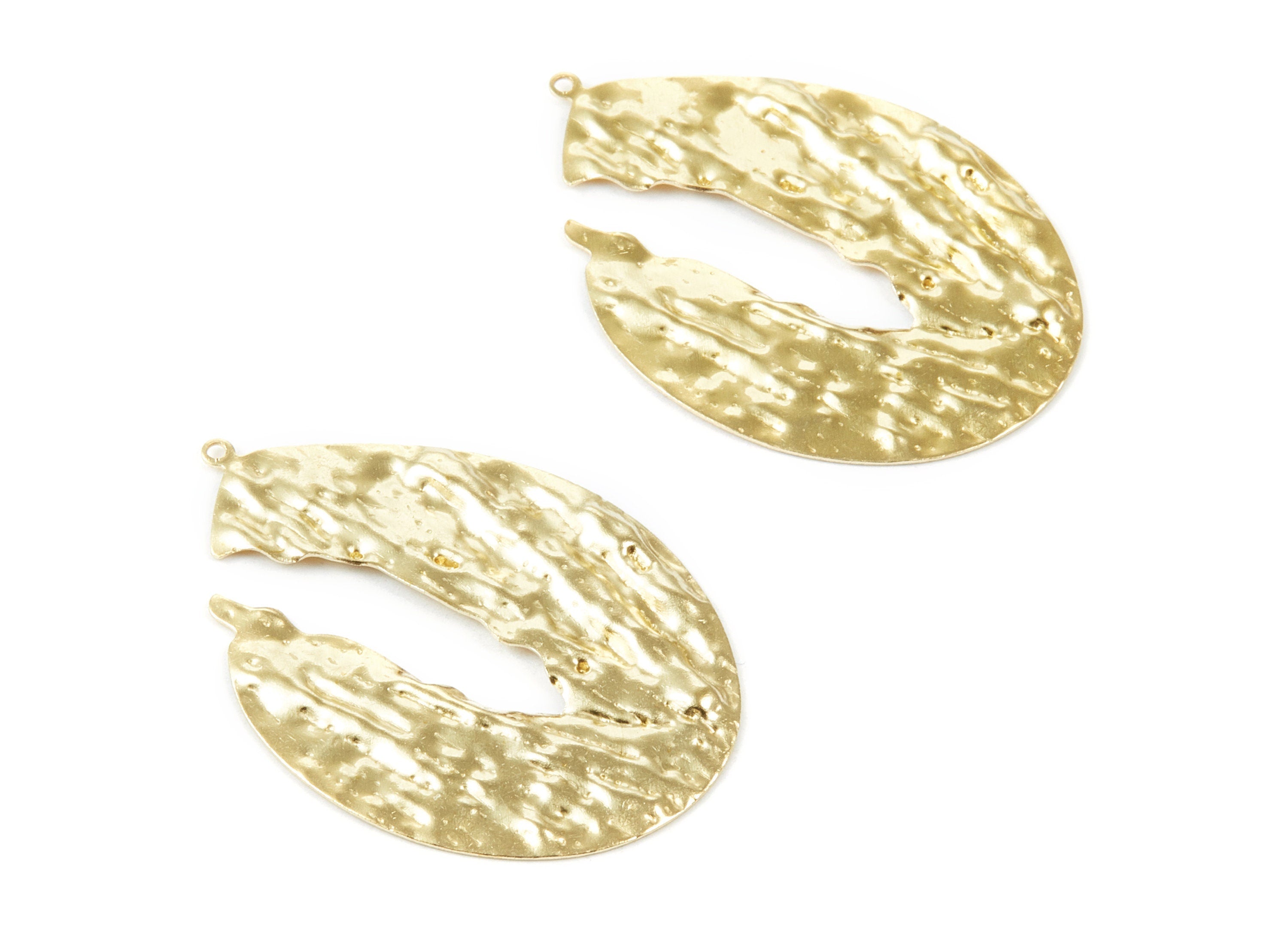 Brass Irregular Charms - Irregular Textured Raw Brass Pendant - Earring Findings - Jewelry Supplies - 42.22x29.75x0.74mm - PP1841 - DOMEDBAZAAR