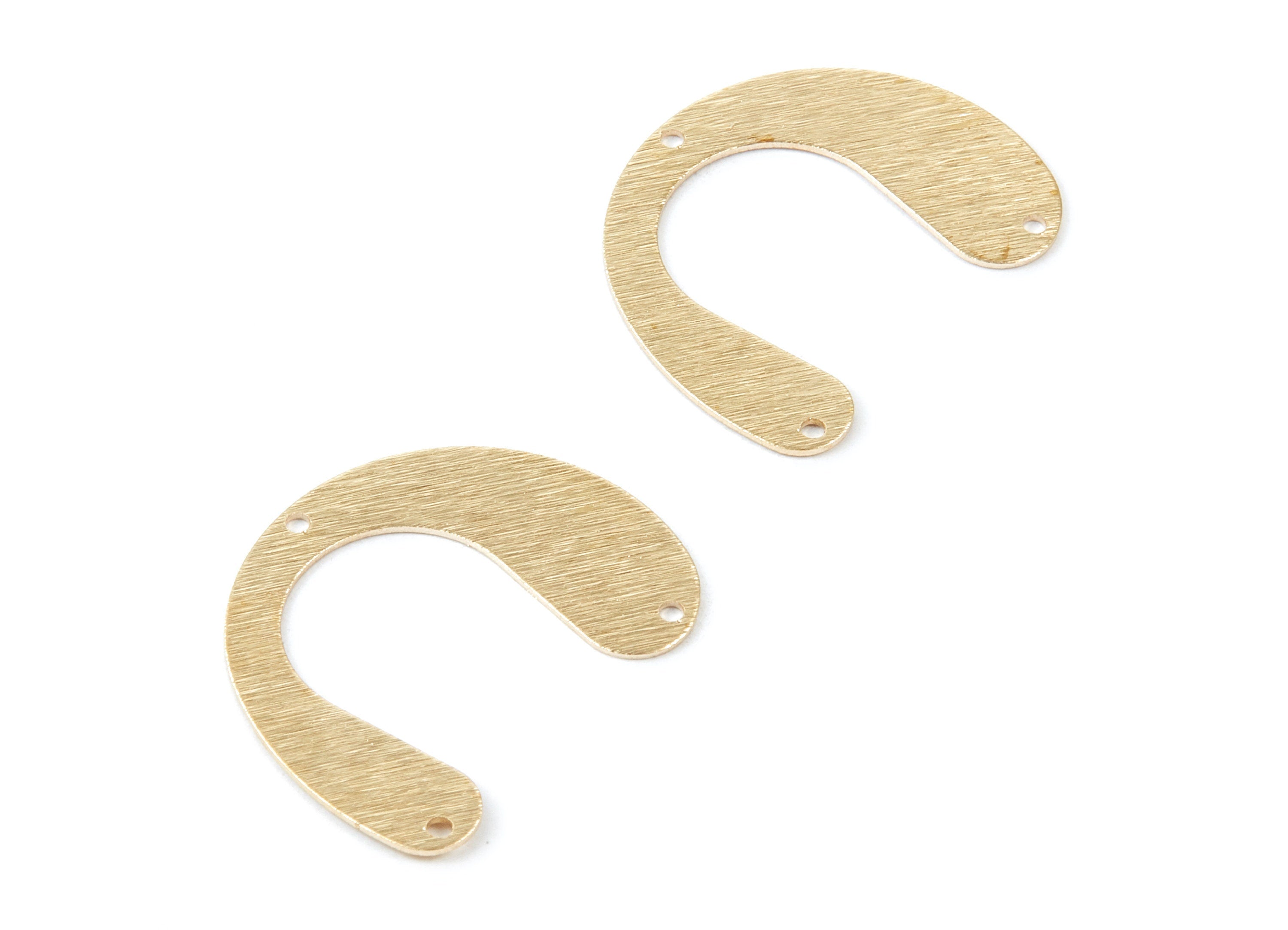 Brass U Charms - Textured U Shaped Raw Brass Connectors With 3 Holes - Jewelry Supplies - 29,92x24,6x0,64mm - PP1732 - DOMEDBAZAAR