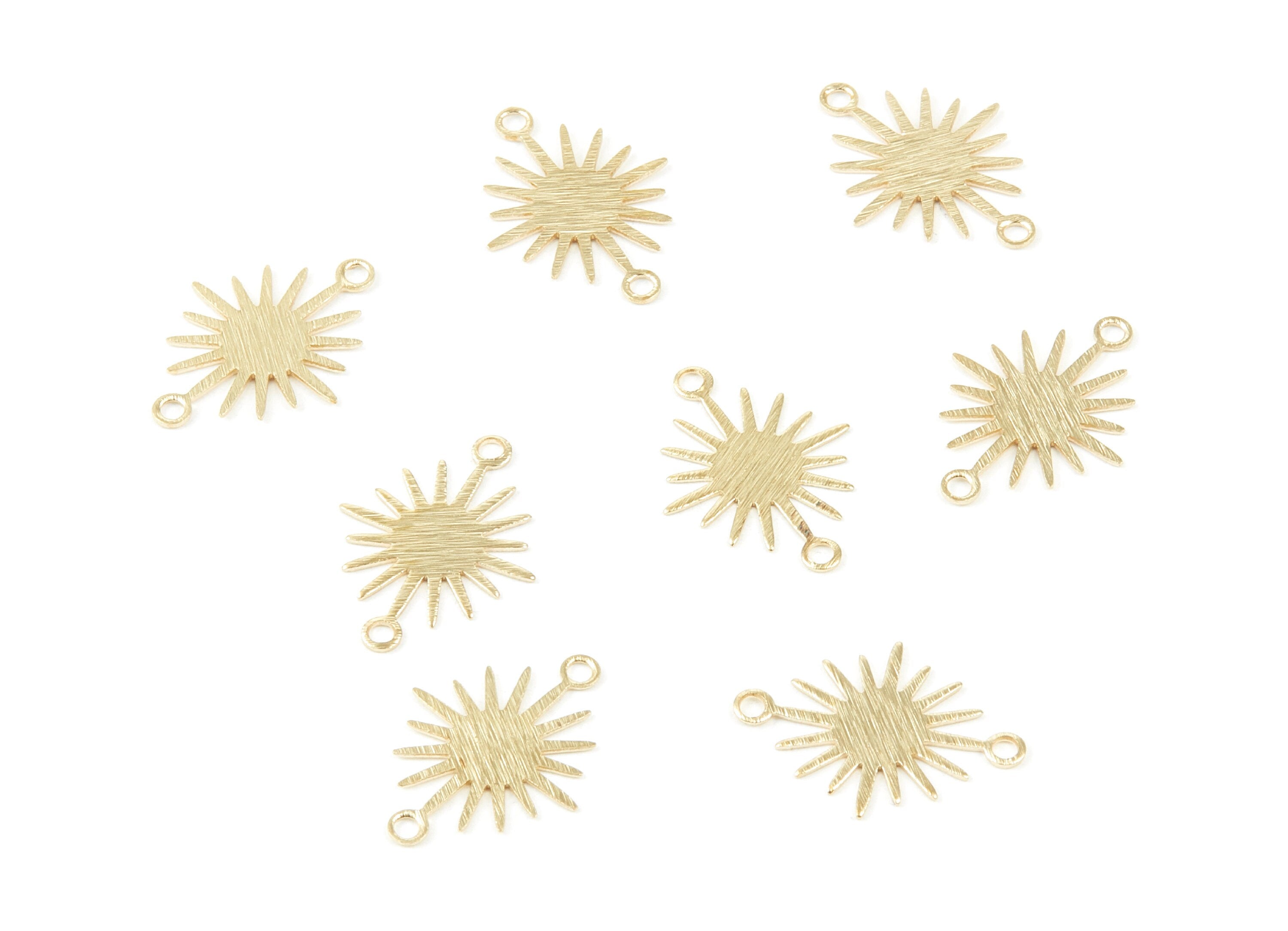 Brass Sun Charms - Textured Sun Shaped Raw Brass Connector with 2 Hole - Jewellery Supplies  - 17.92x13.2x0.4mm - PP2047 - DOMEDBAZAAR