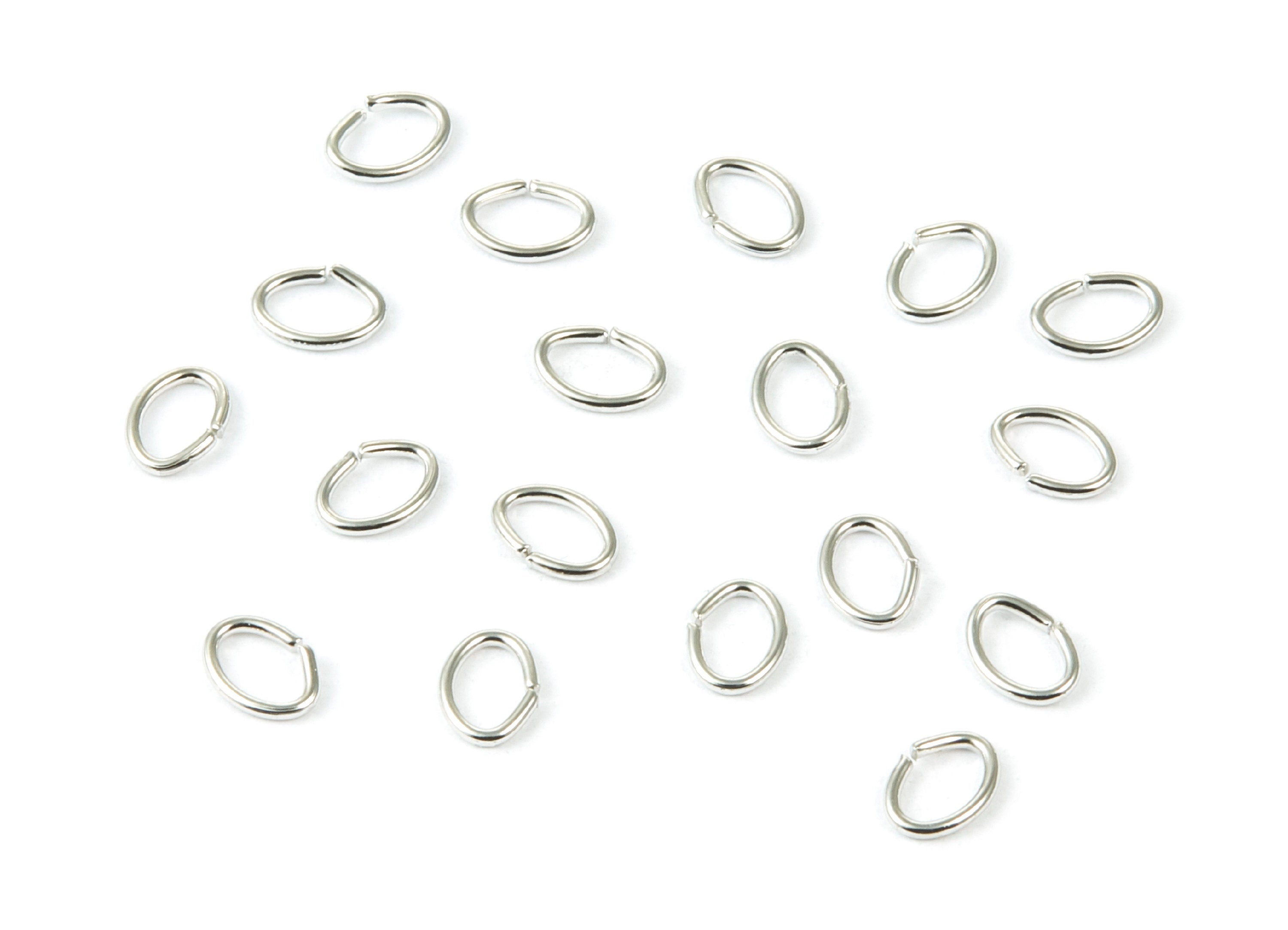 Brass Open Jump Rings - 6x5x0.8mm - Silver Tone Plated - Brass Open Jump Rings - Jewelry Supplies - PP1645S - DOMEDBAZAAR
