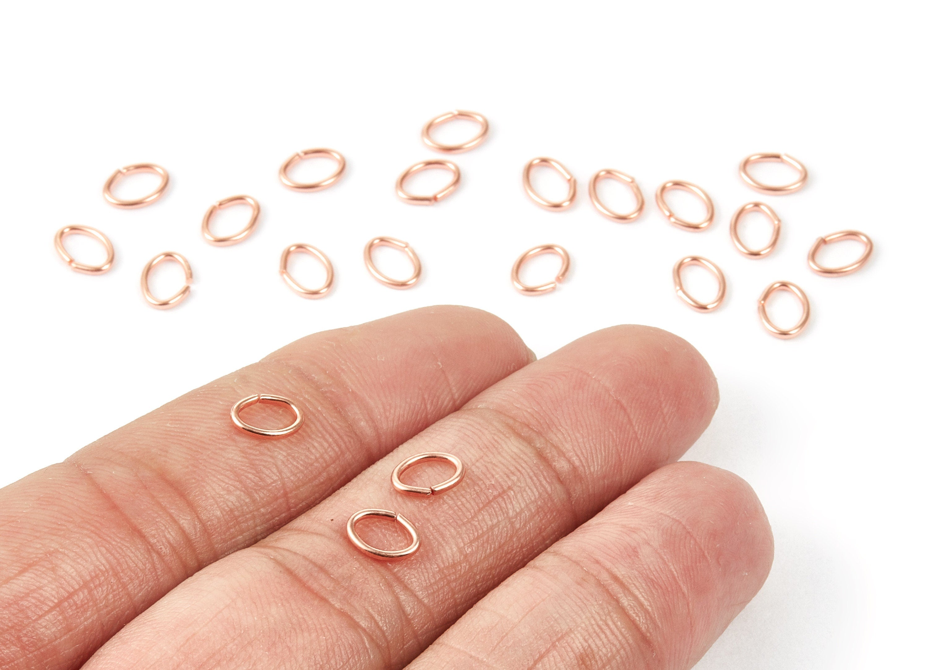 Brass Open Jump Rings - 7x5x0.9mm - Rose Tone Plated - Brass Open Jump Rings - Jewelry Supplies - PP1563R - DOMEDBAZAAR
