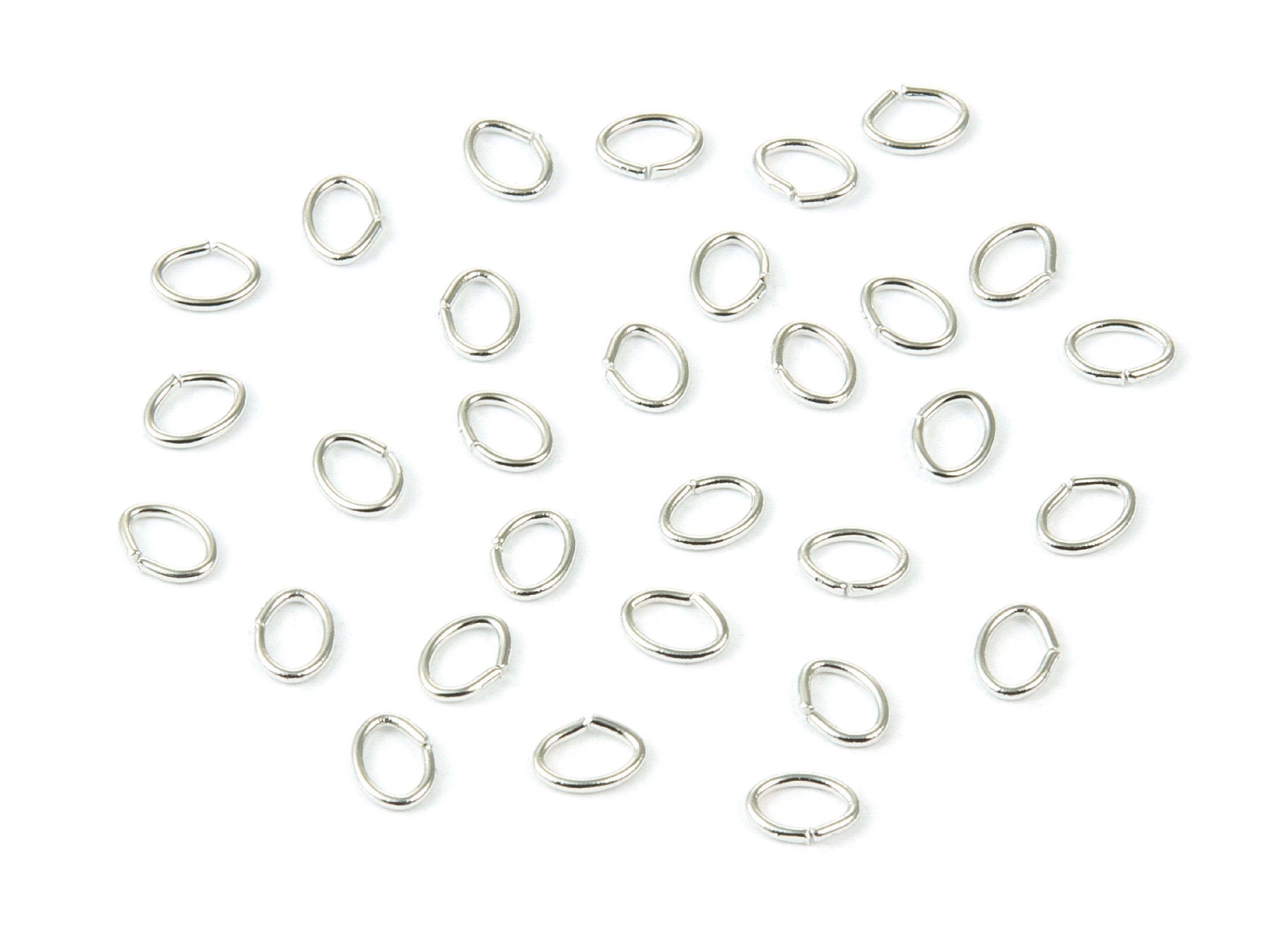 Brass Open Jump Rings - 5x4x0.7mm - Silver Tone Plated - Brass Open Jump Rings - Jewelry Supplies - PP1564S - DOMEDBAZAAR