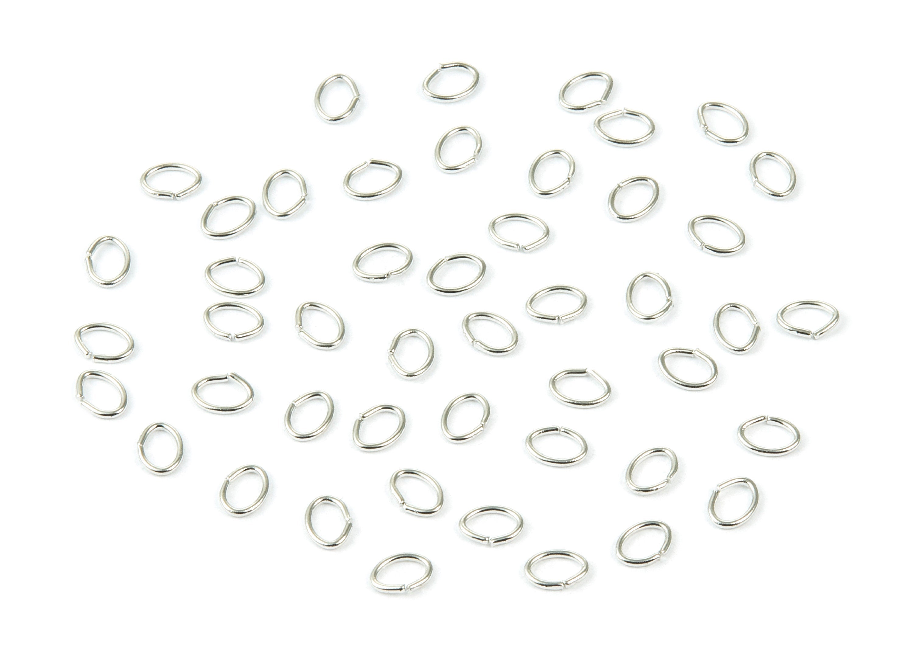 Brass Open Jump Rings - 5x4x0.7mm - Silver Tone Plated - Brass Open Jump Rings - Jewelry Supplies - PP1564S - DOMEDBAZAAR