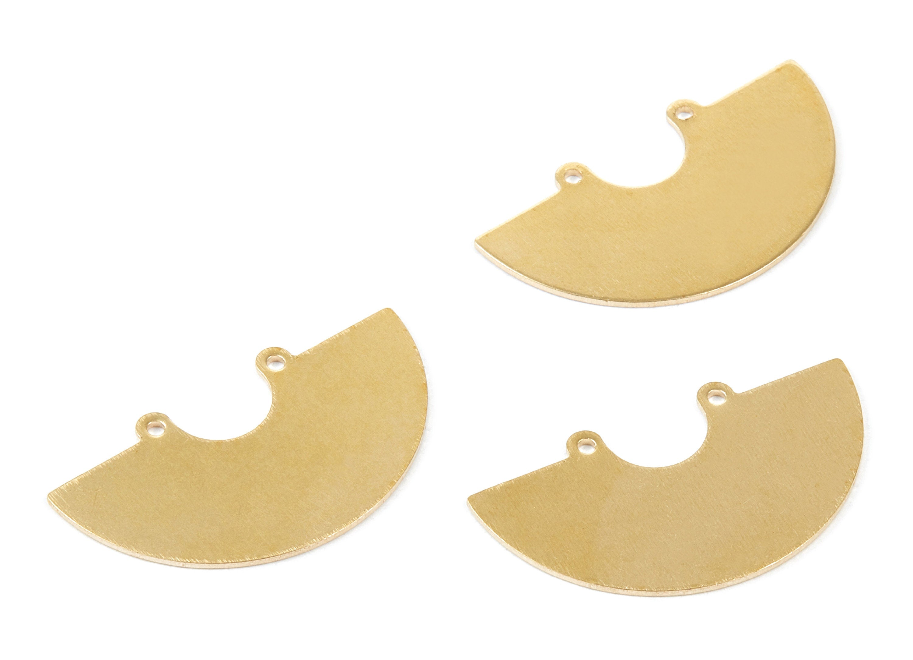 Personalized stamping blank - Brass Half Round Charms - Half Round Shaped Raw Brass Connector with 2 Holes  - 35,1x19,79x0,8mm - PP1752 - DOMEDBAZAAR