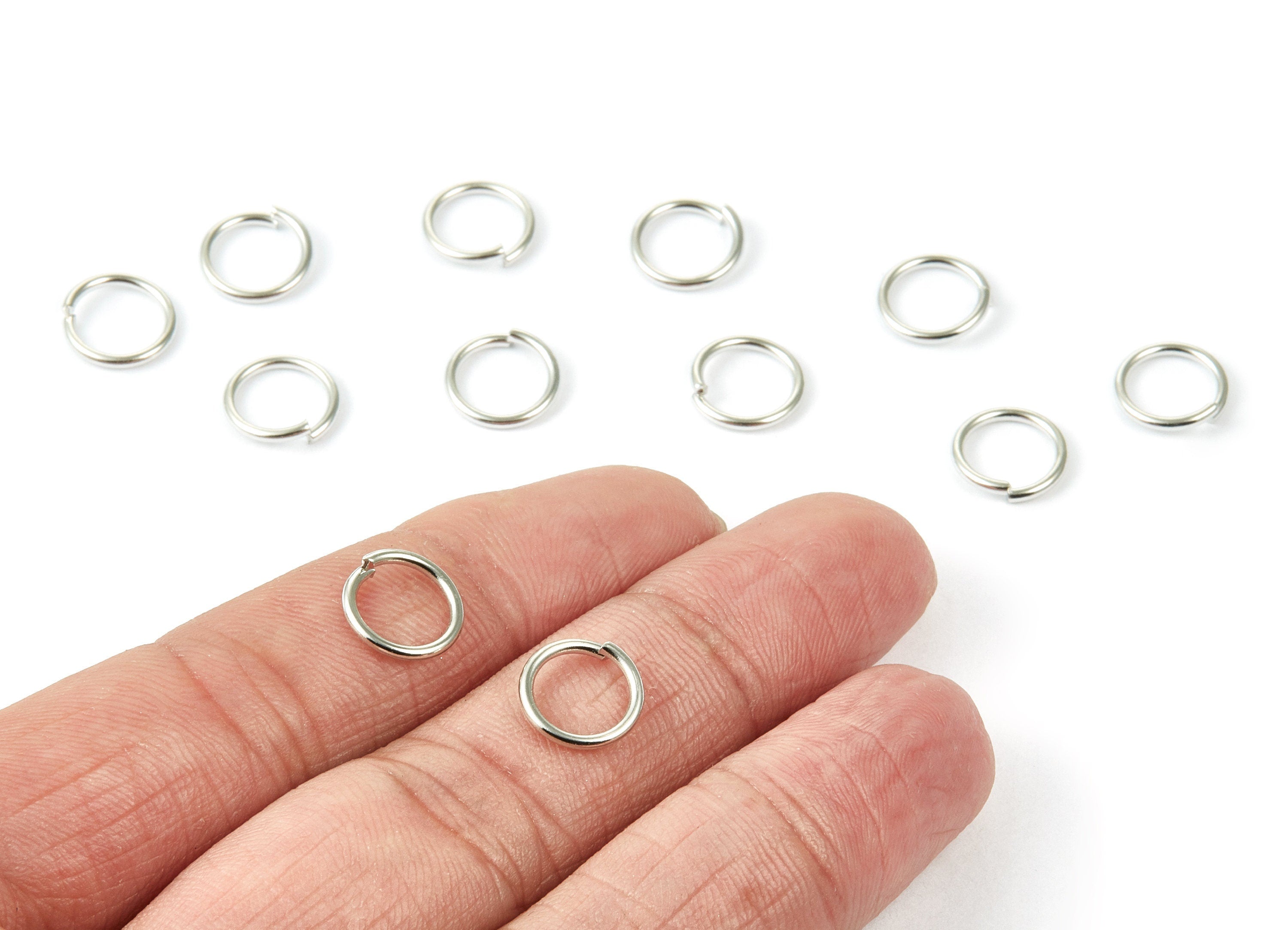 Brass Open Jump Rings - 10x1.2mm - Silver Tone Plated - Brass Open Jump Rings - Jewelry Supplies - PP1609S - DOMEDBAZAAR