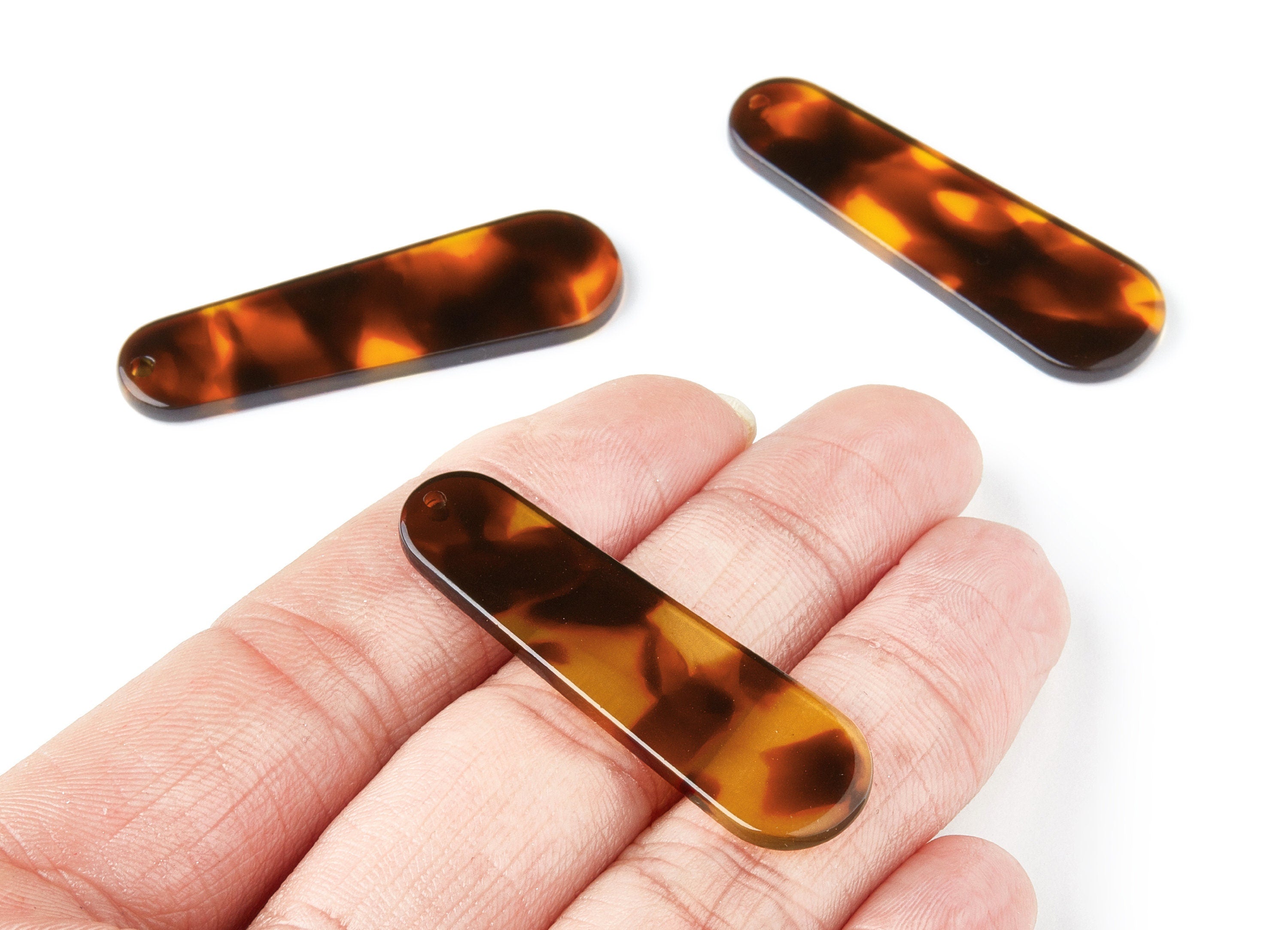 Acetate Acrylic Earring Charms - Tortoise Shell Earrings - Rod Shaped Pendant - Color Code: A05 - 44.73x13.74x2.78mm - AC1380C - DOMEDBAZAAR
